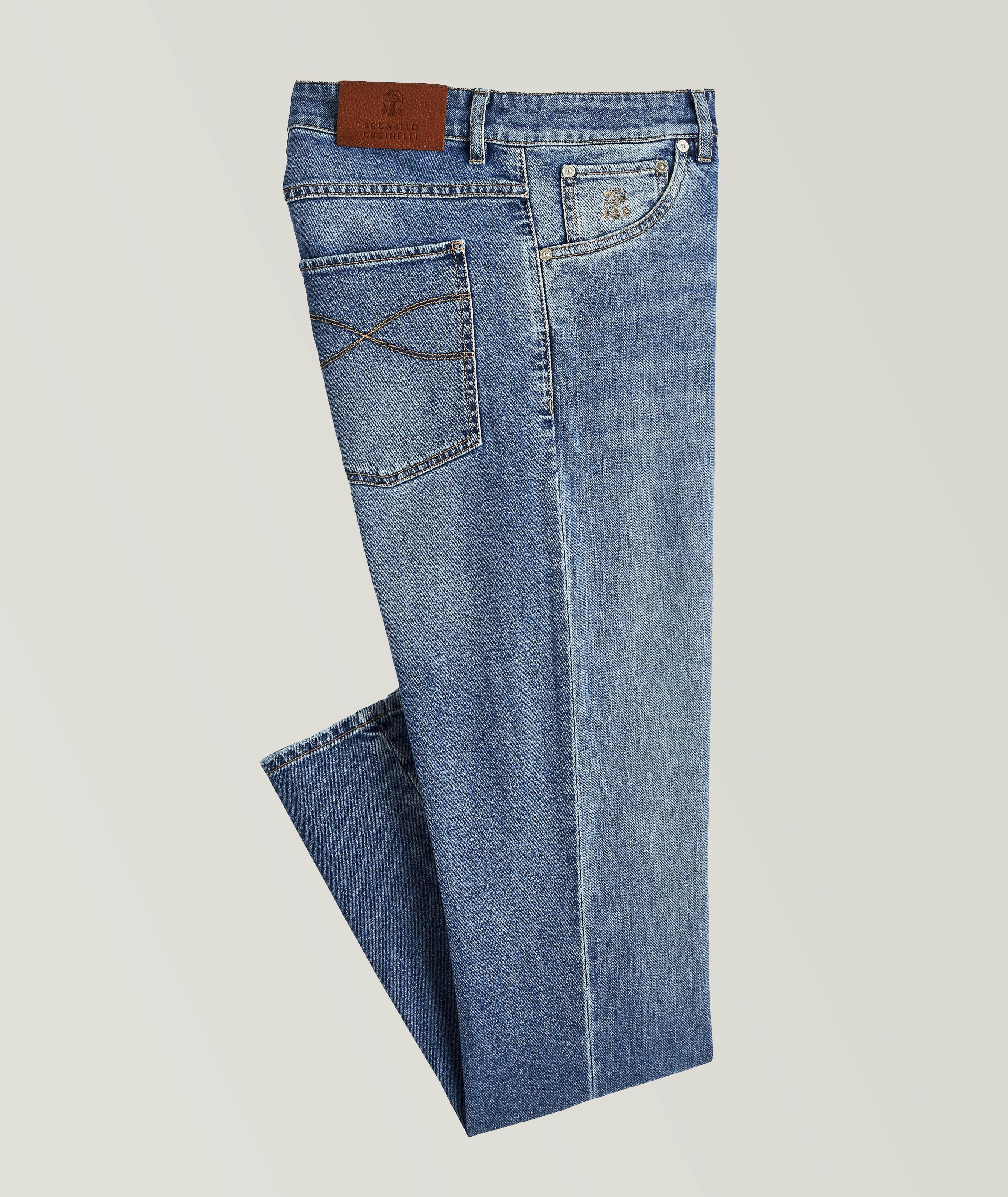 Stretch Five-Pocket Garment Dyed Slim Fit Jeans