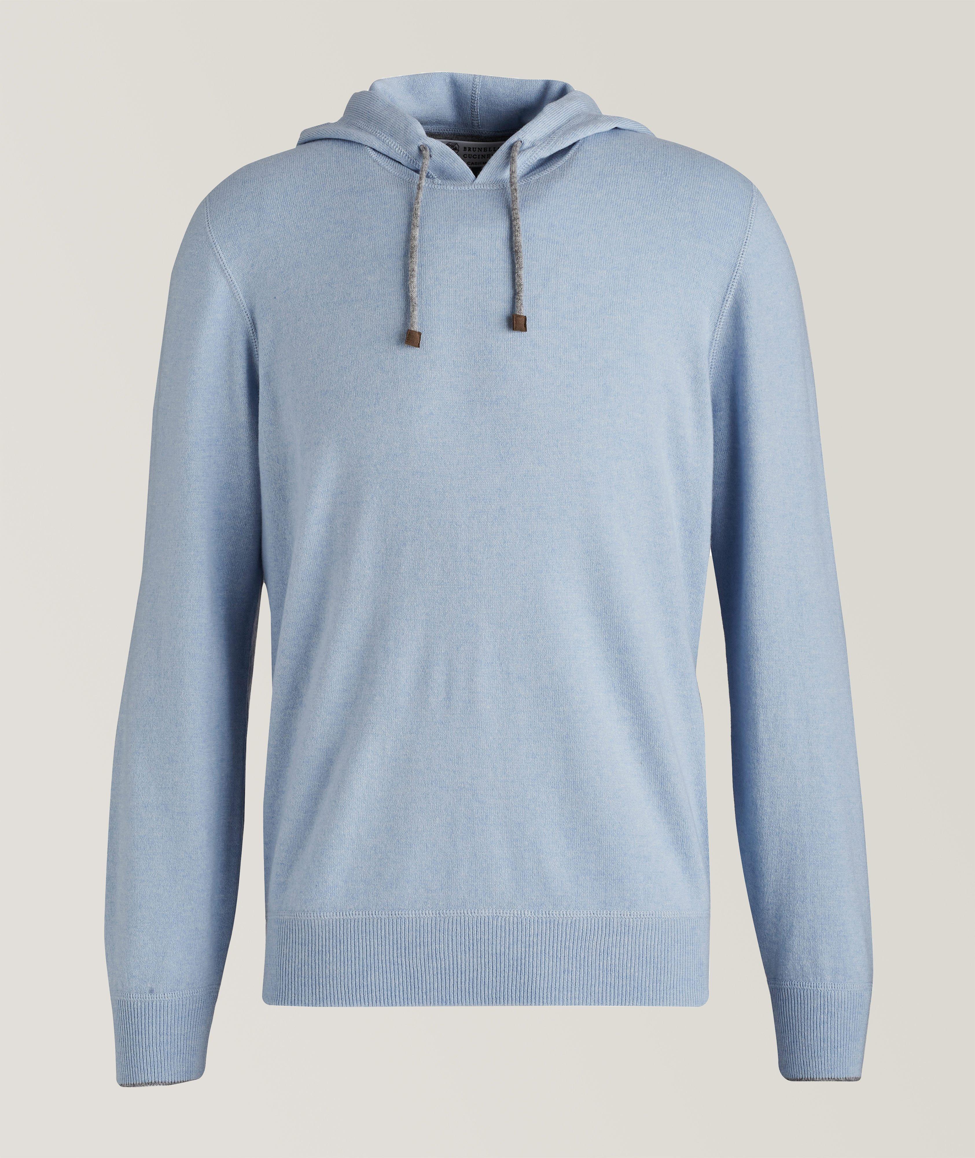 Ribbed Cashmere Pullover Hooded Sweater image 0