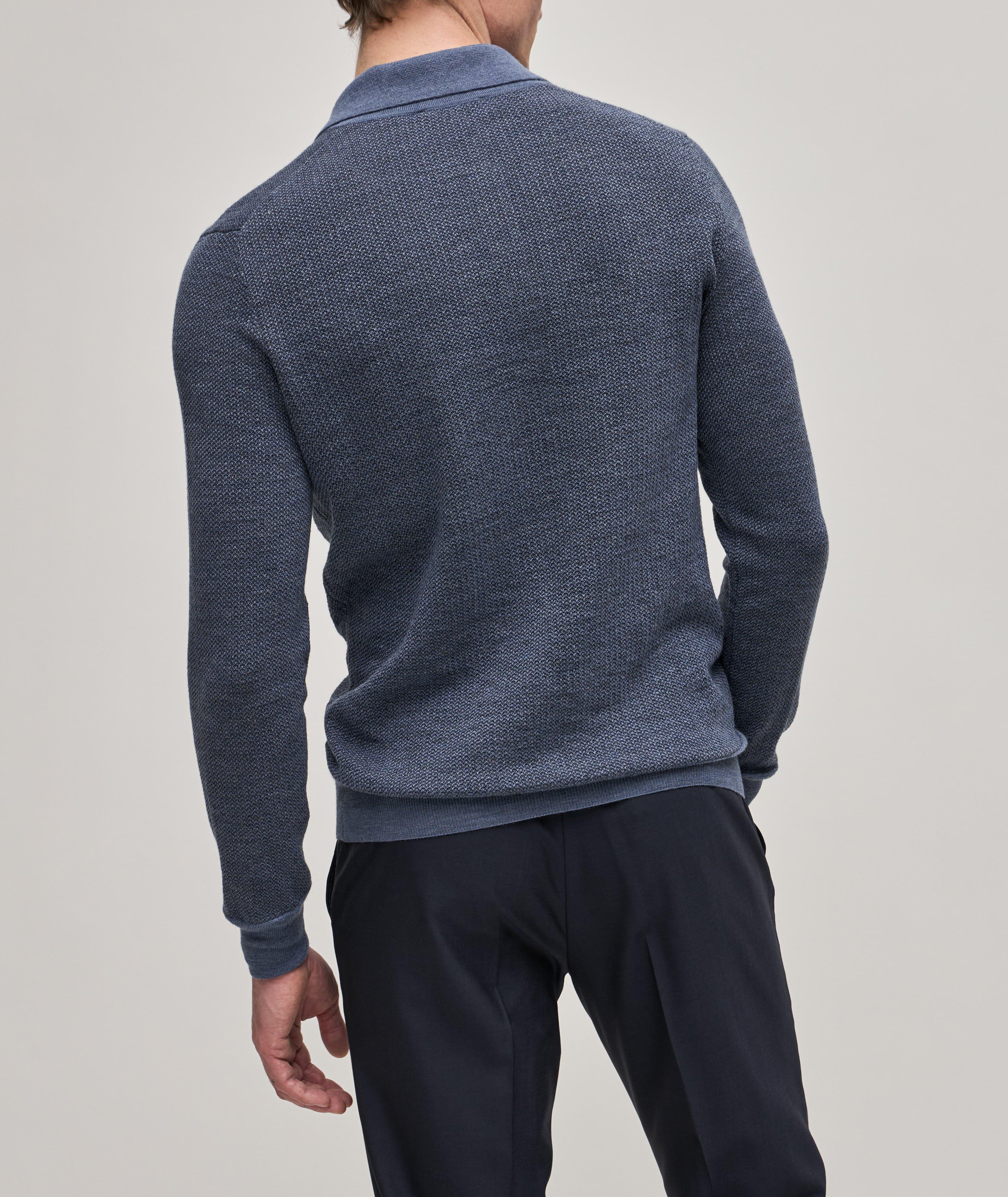 Wool-Cotton-Cashmere Knit Long Sleeve Polo image 2