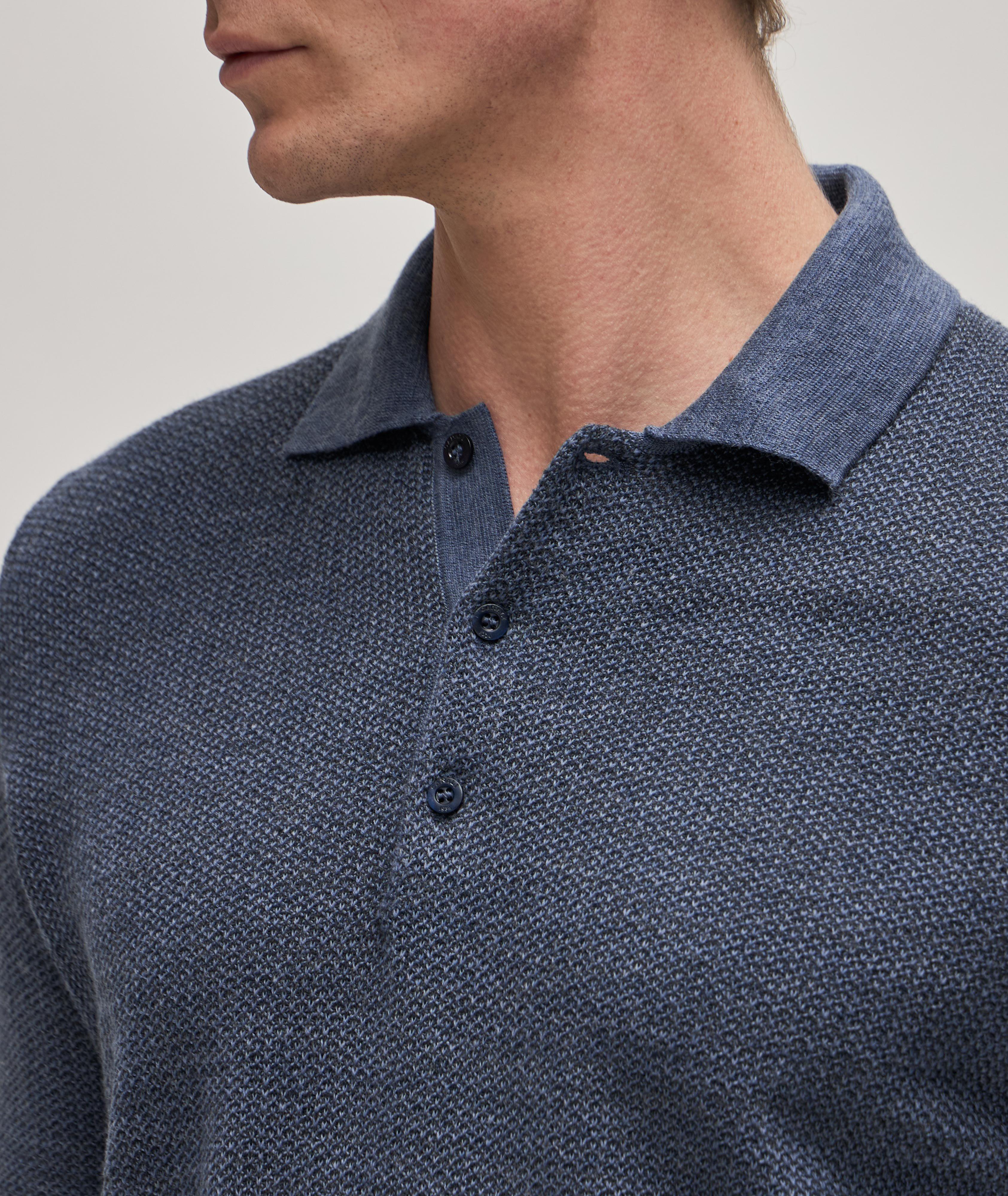 Wool-Cotton-Cashmere Knit Long Sleeve Polo image 3