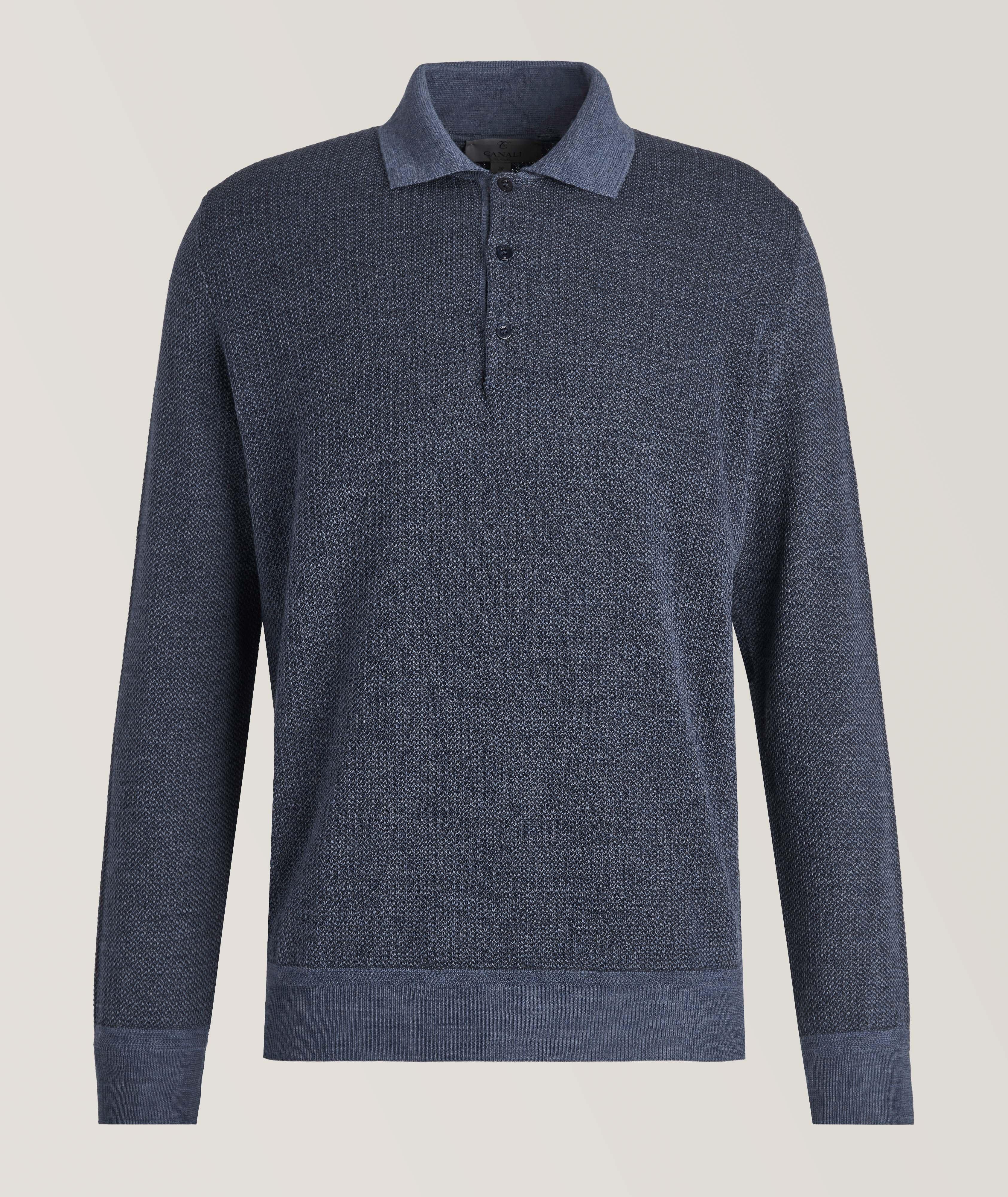 Wool-Cotton-Cashmere Knit Long Sleeve Polo image 0