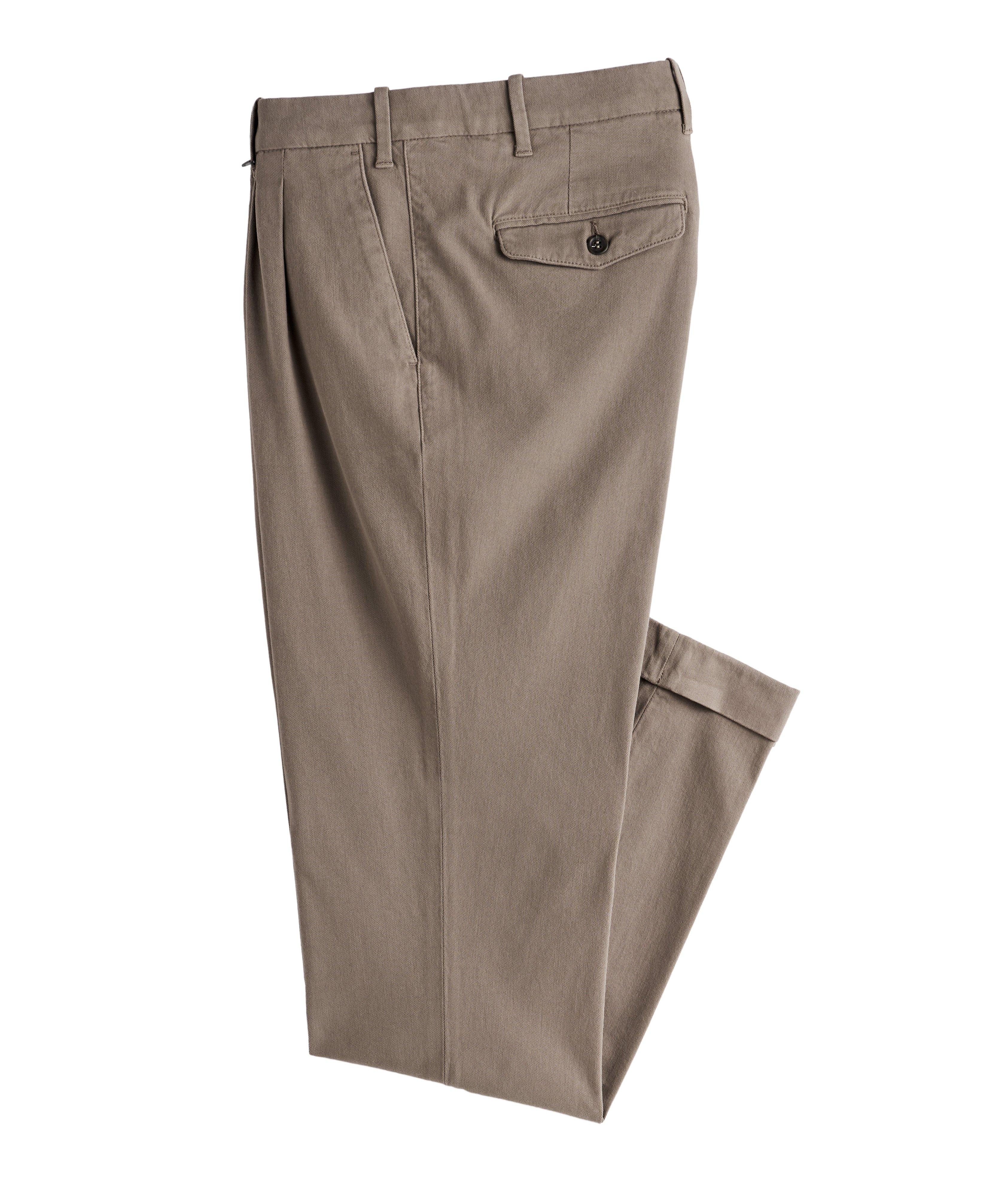 Pleated Cuffed Cotton-Lyocell Chino Pants image 0