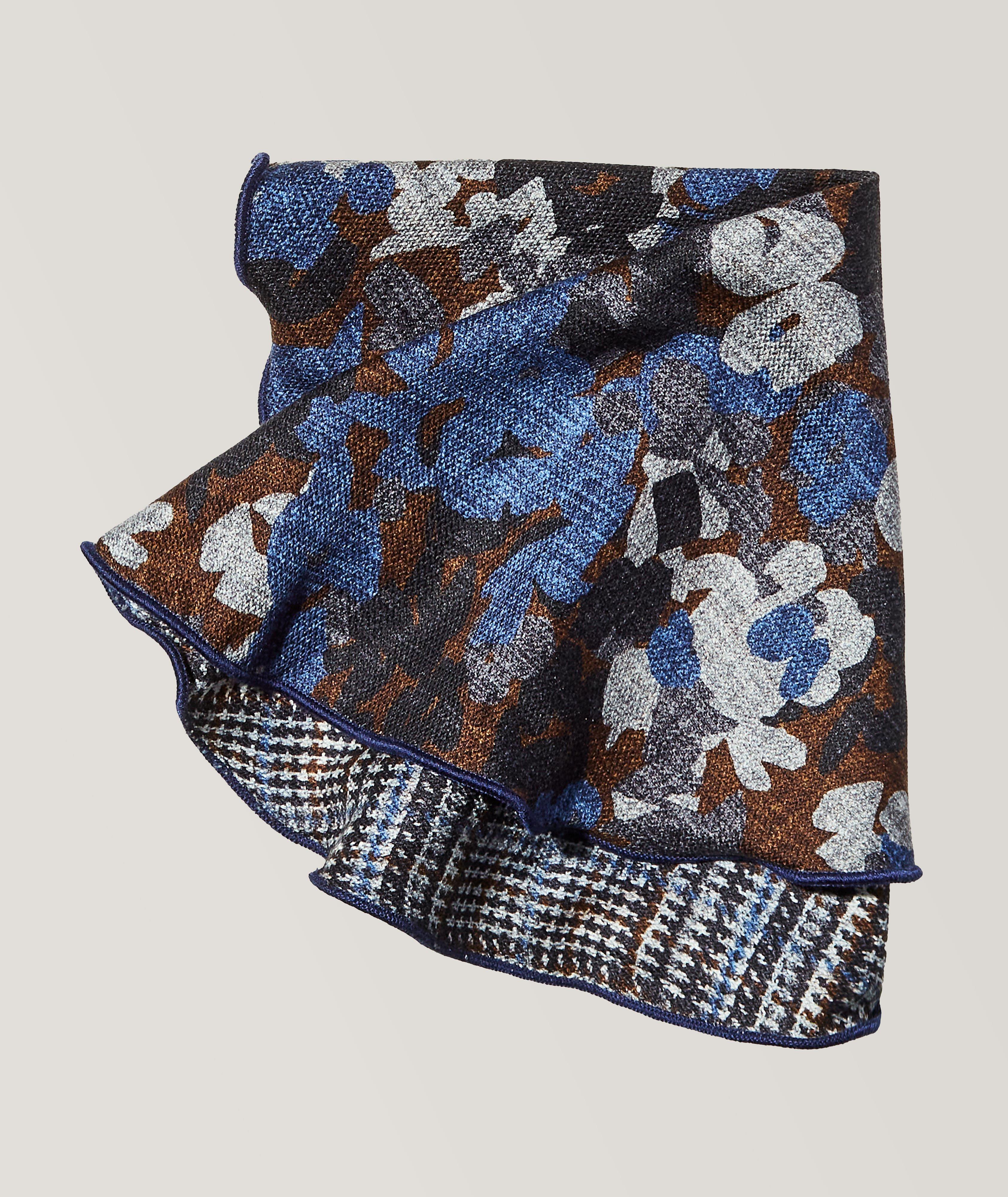 Reversible Houndstooth Floral Silk Pocket Square image 0