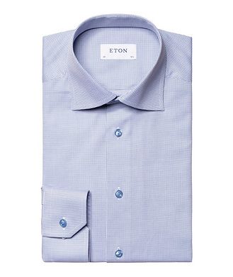 Eton Contemporary Fit Mid Blue Pin-Dot Royal Dobby Shirt