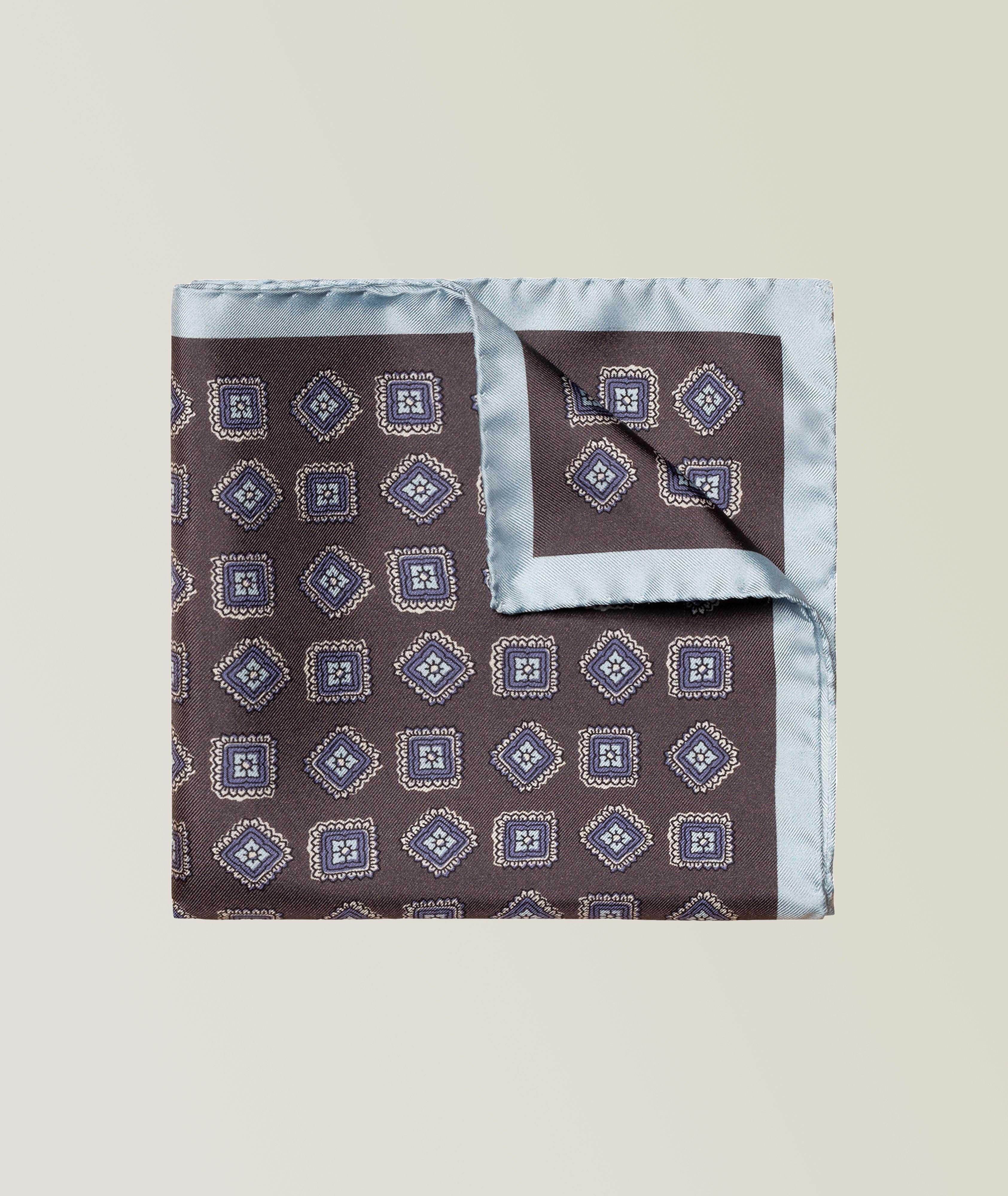 Medallion Print Silk Pocket Square image 0