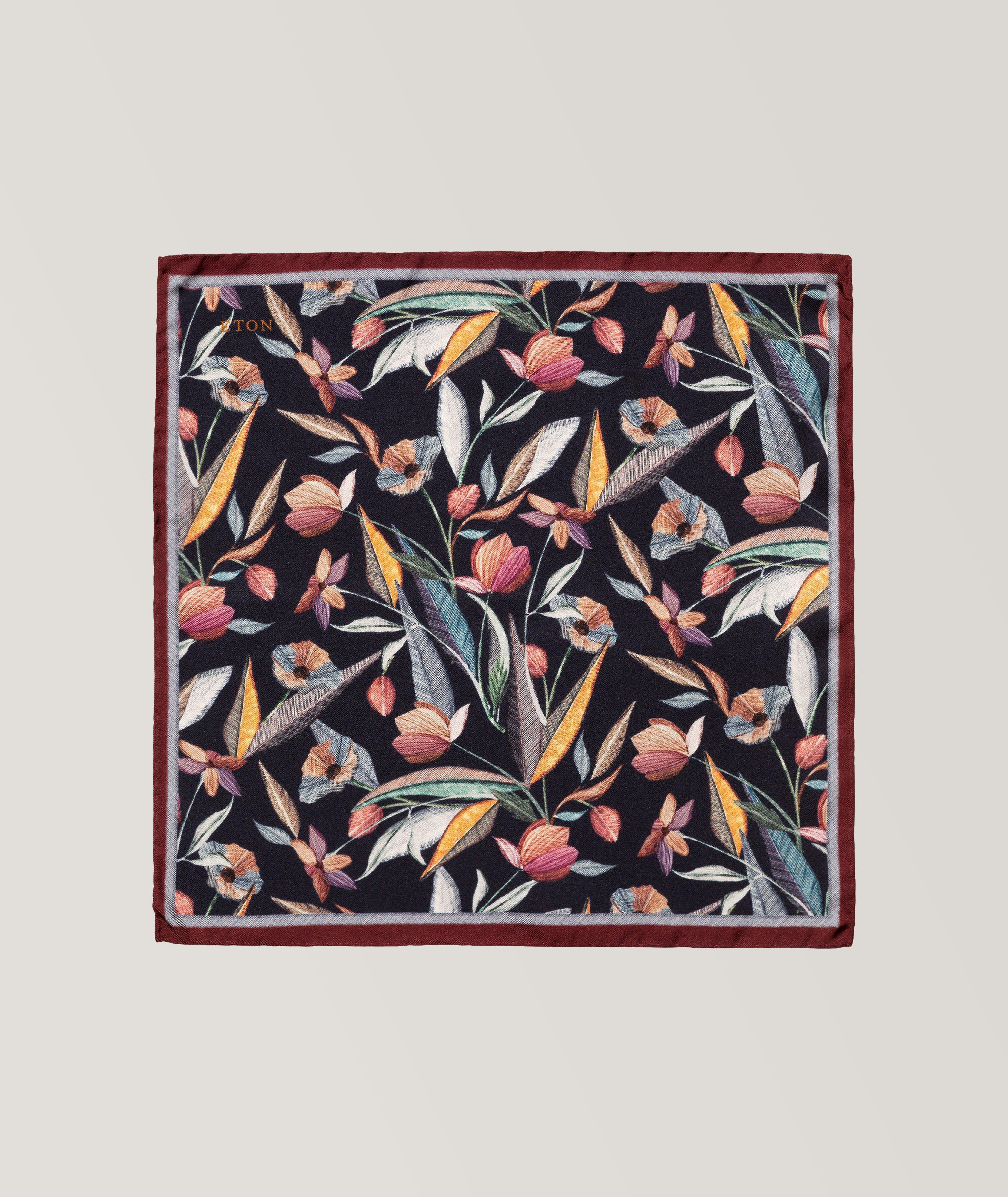 Mouchoir de poche en soie à motif floral image 1