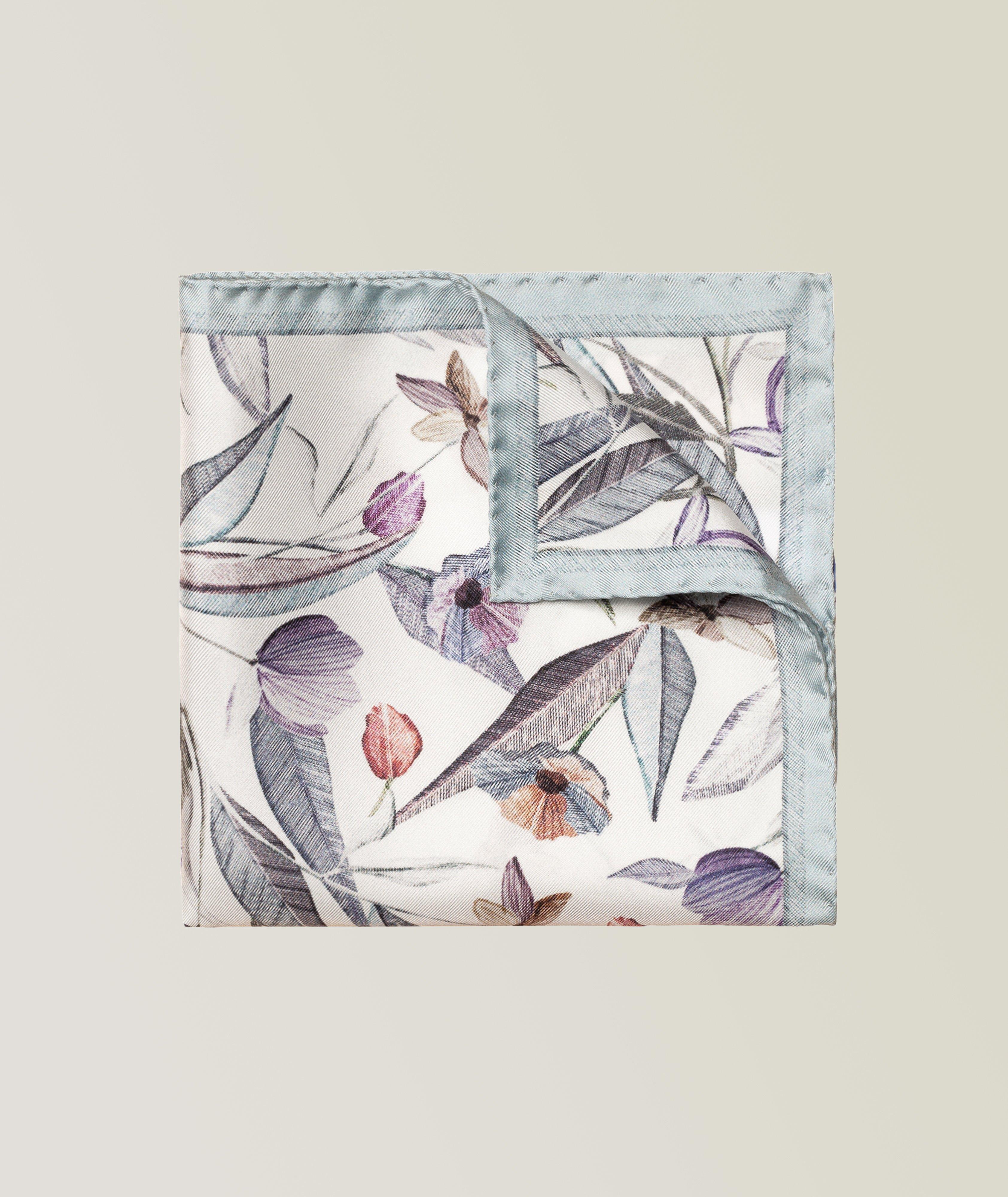 Floral Print Silk Pocket Square image 0
