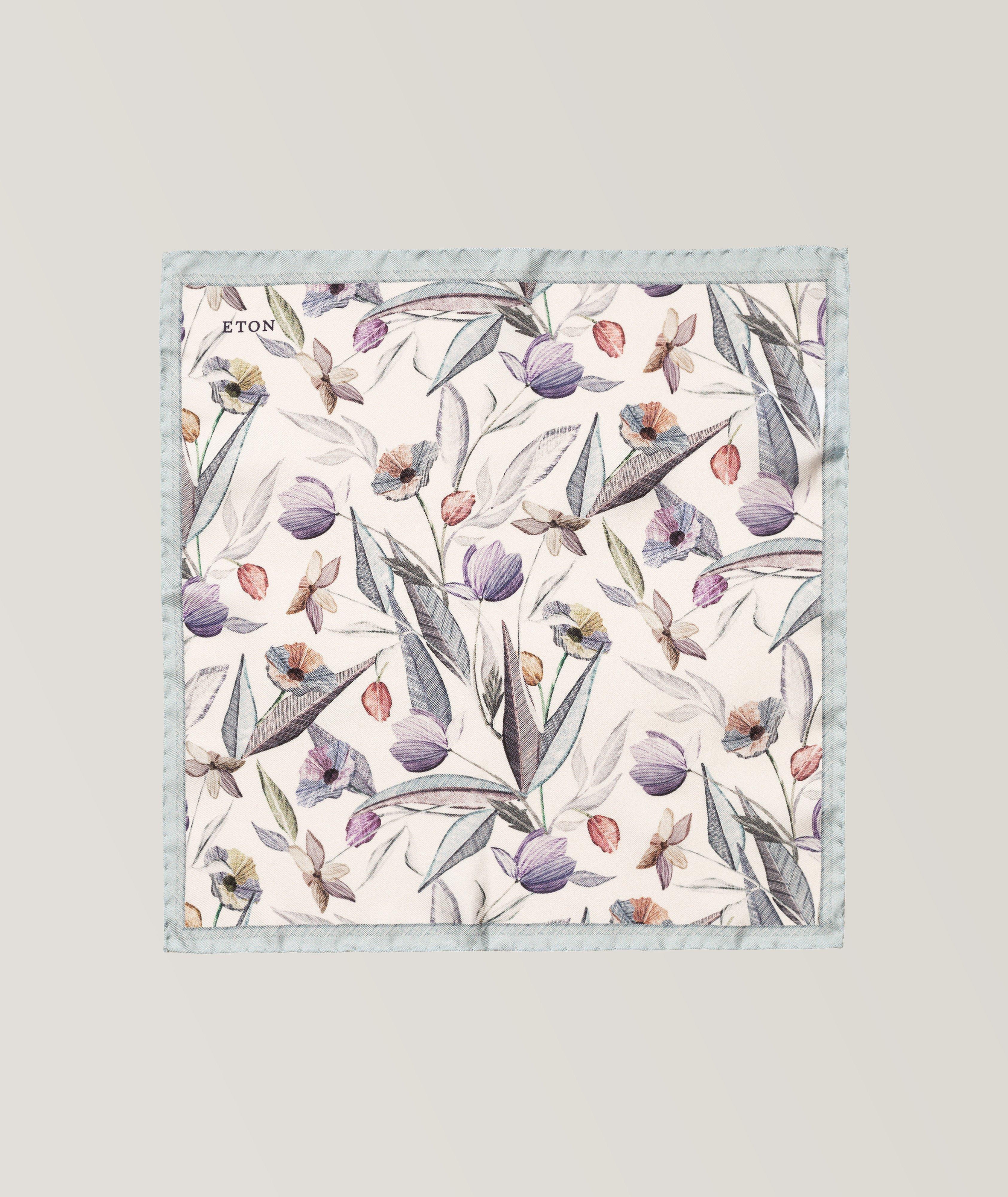 Mouchoir de poche en soie à motif floral image 1