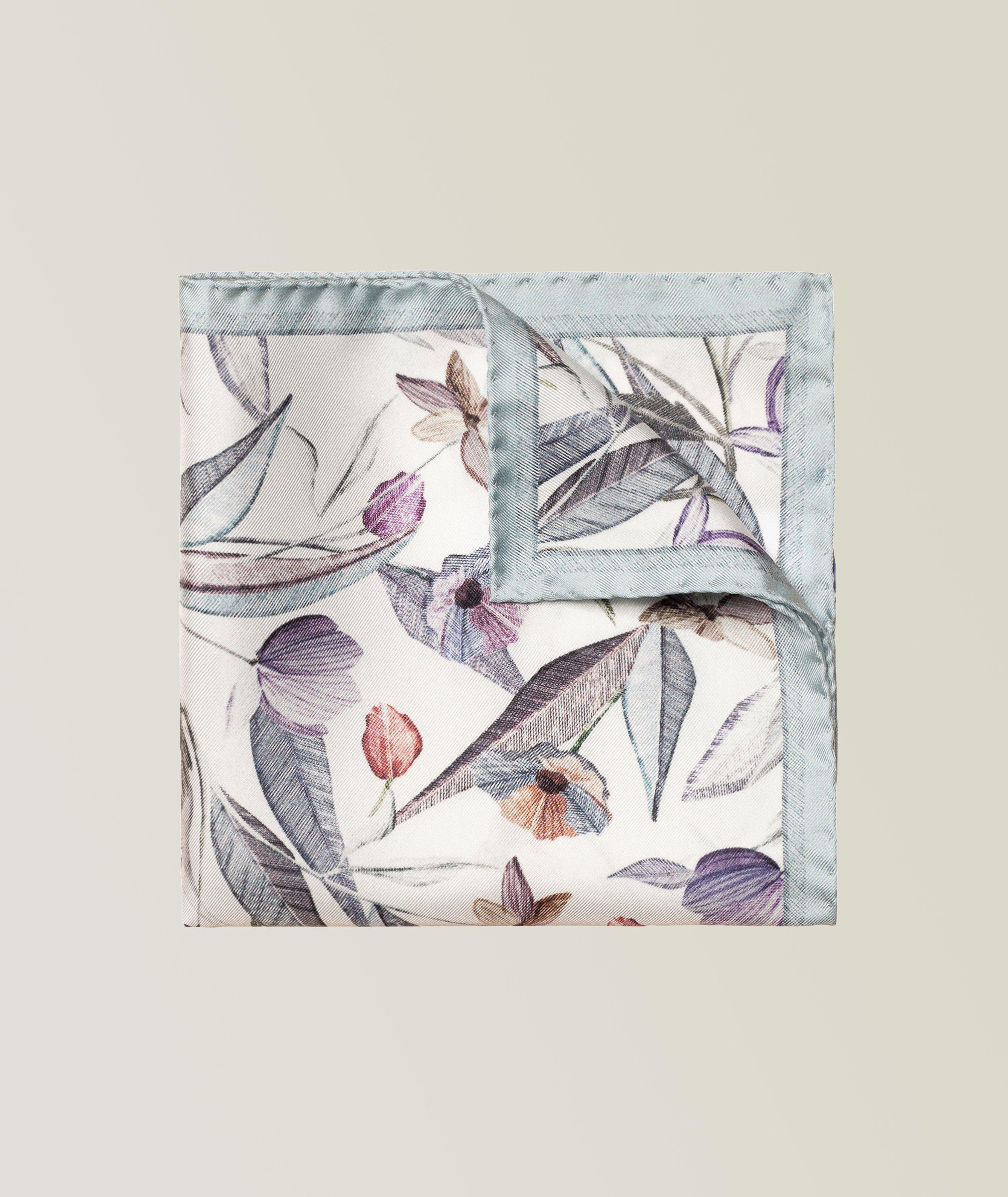 Mouchoir de poche en soie à motif floral image 0