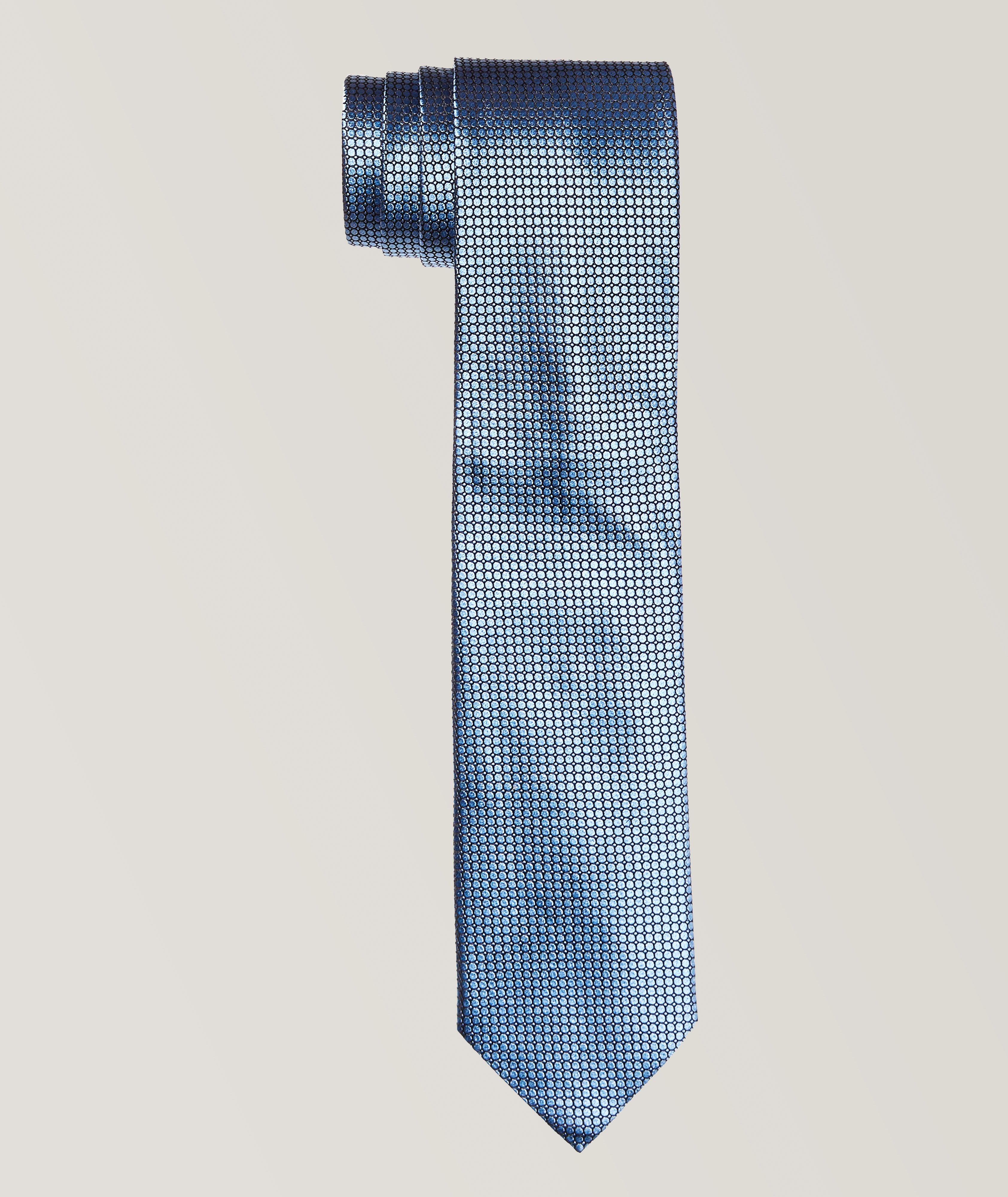 Light Blue Geometrical Print Silk Tie  image 0