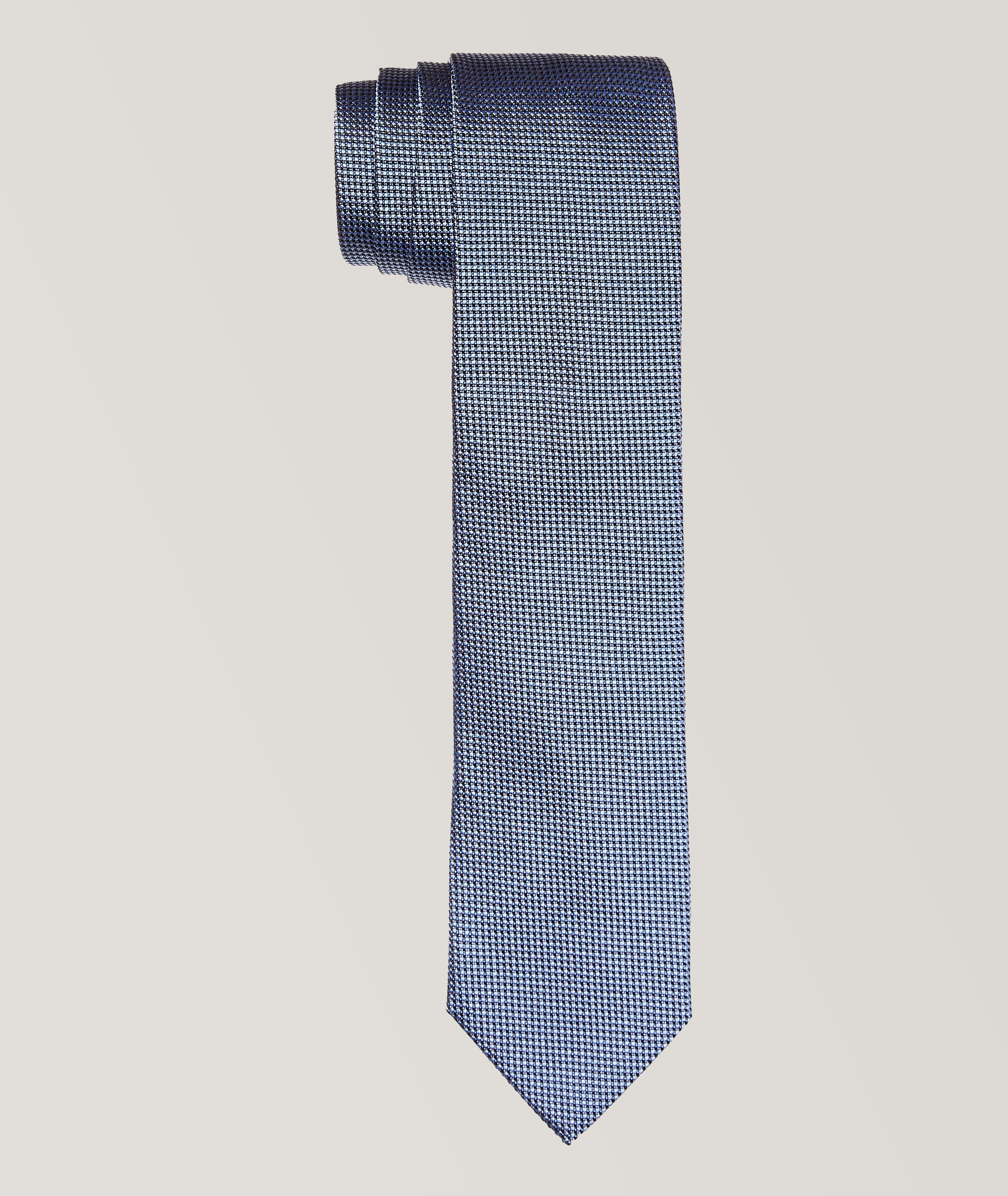 Blue Microprint Silk Tie image 0