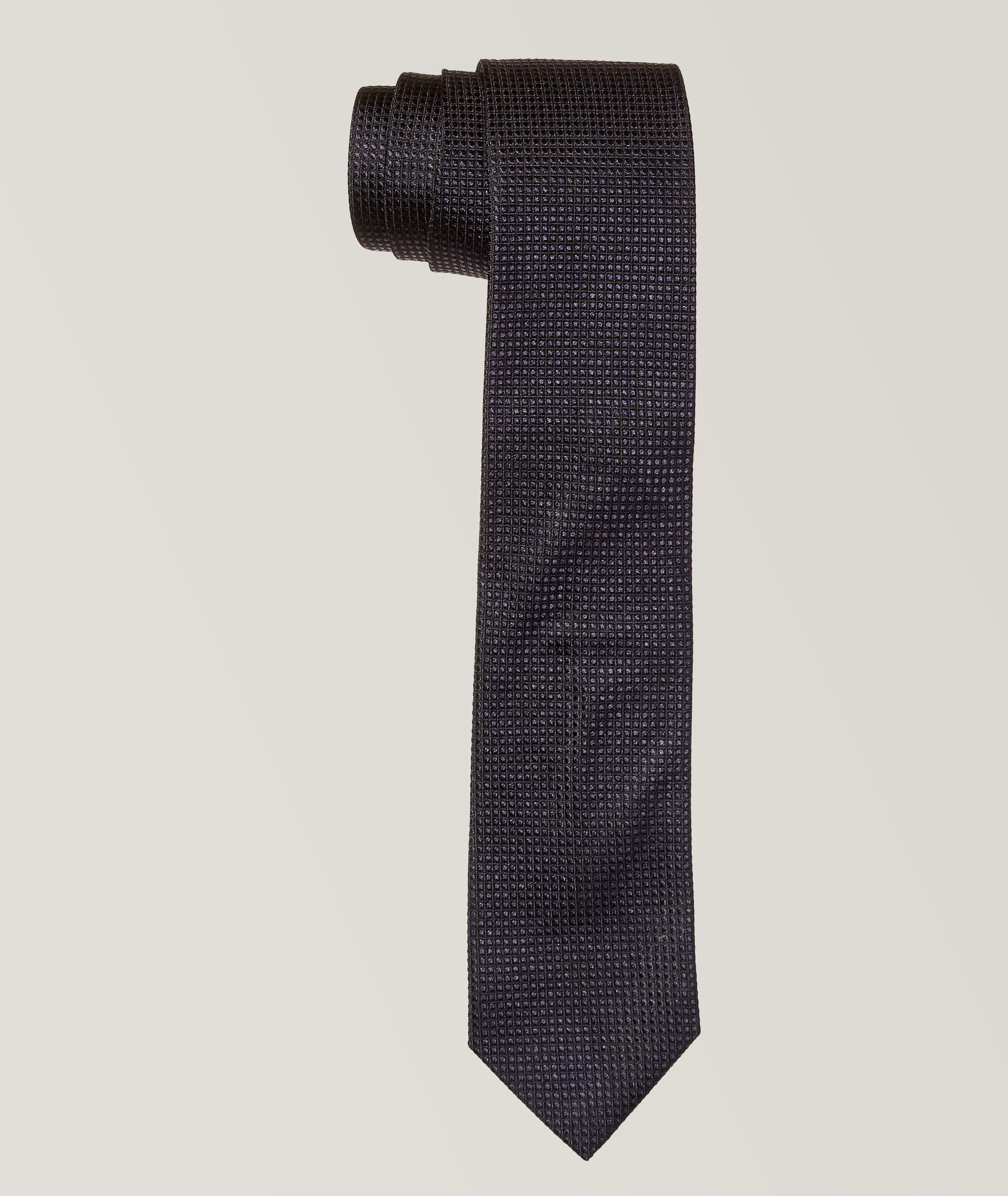 Micro Geometrical Print Silk Tie image 0