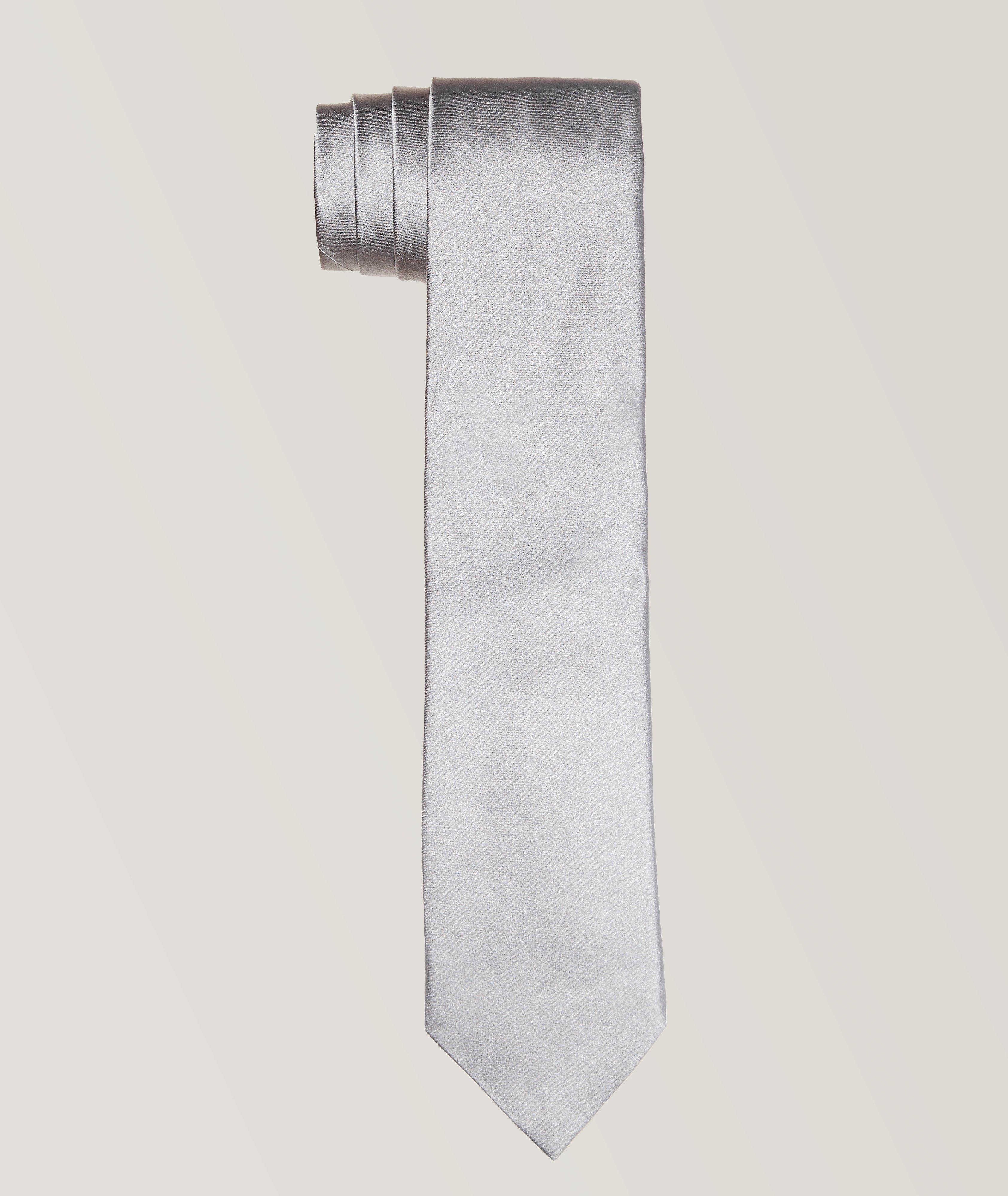 Grey Solid Formal Silk Tie  image 0