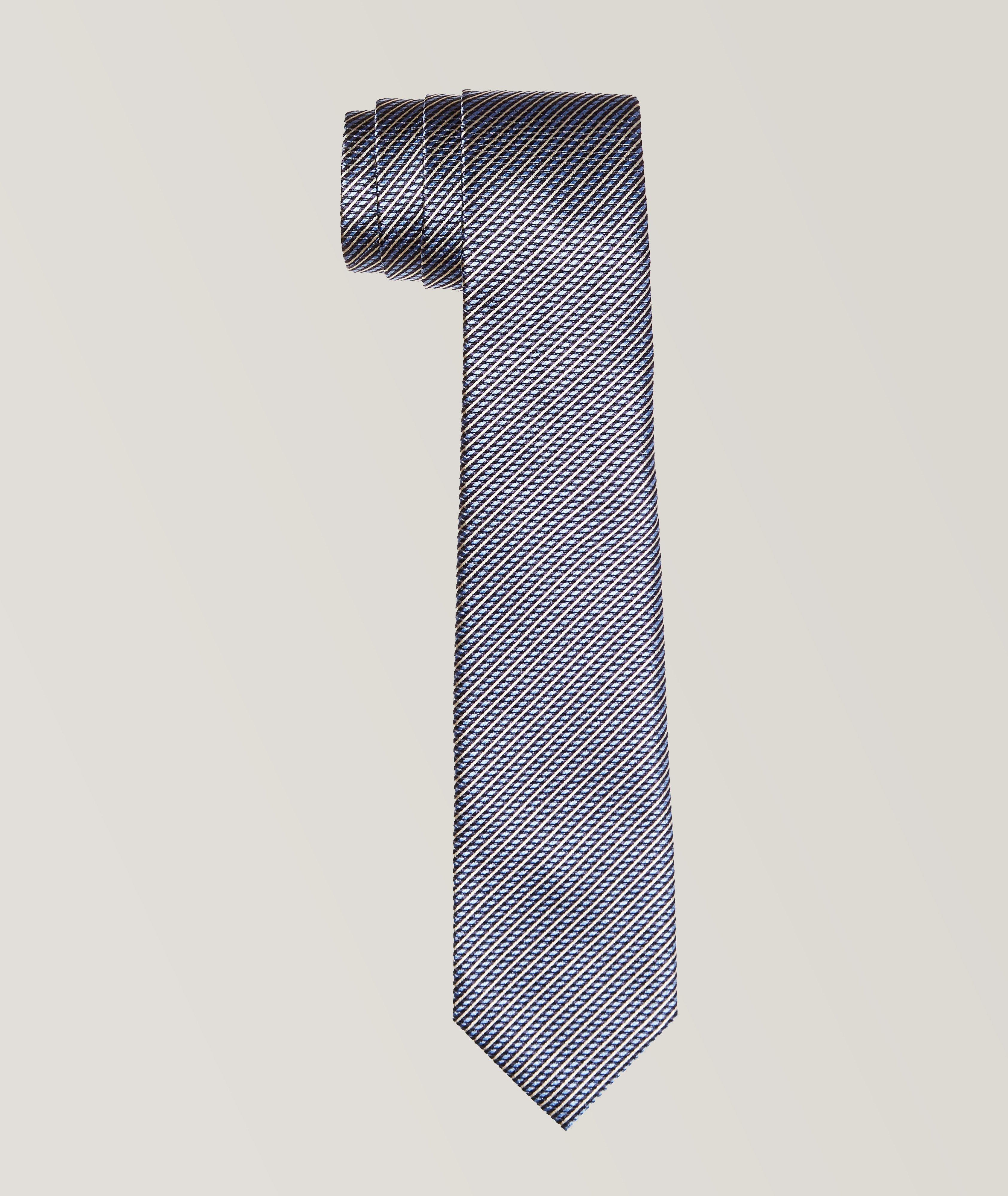 Light Blue Striped Silk Tie  image 0