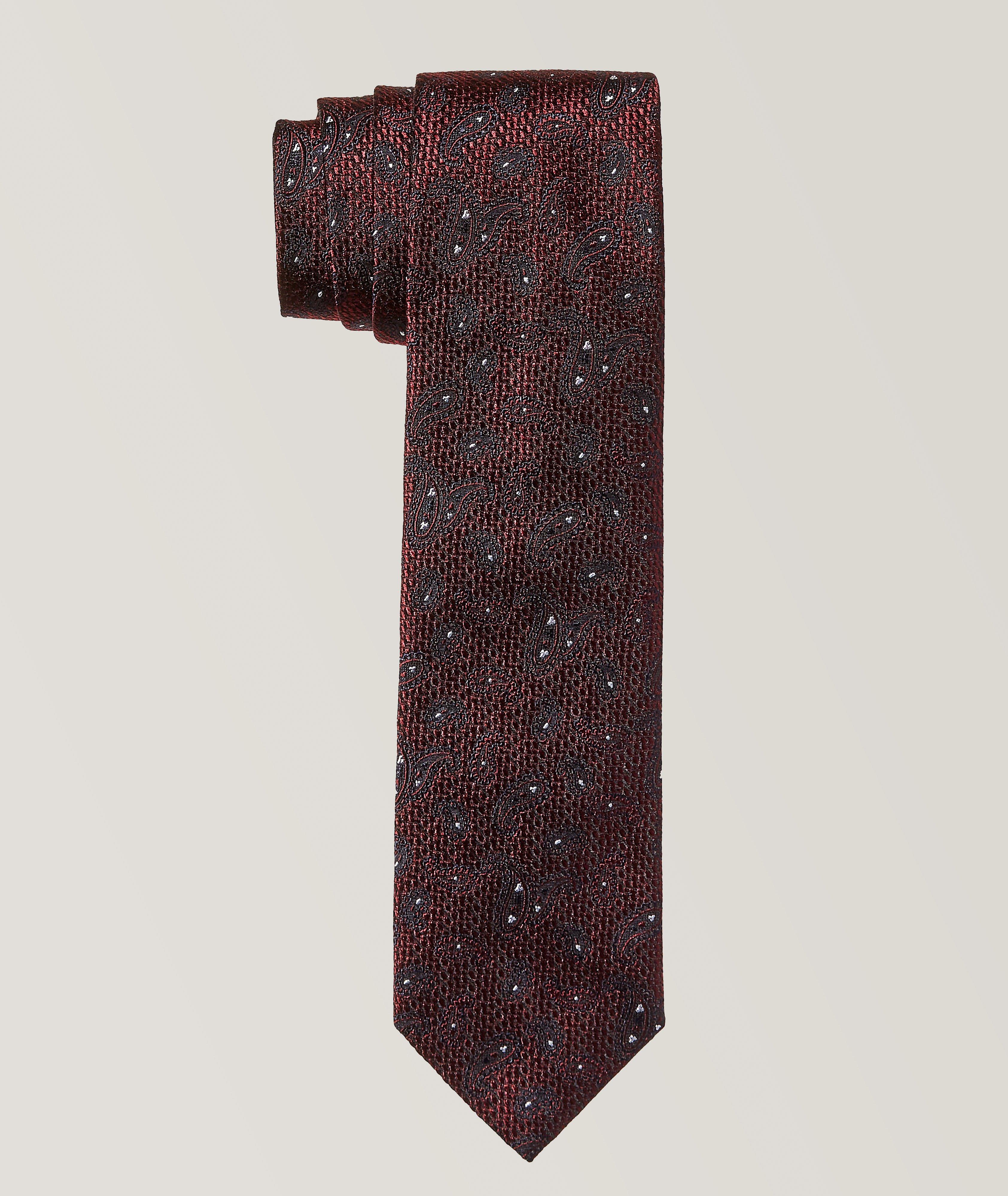 Burgundy Paisley Silk Tie  image 0