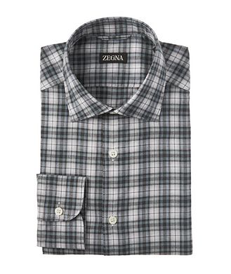 ZEGNA Macro Check Flannel Cotton Sport Shirt