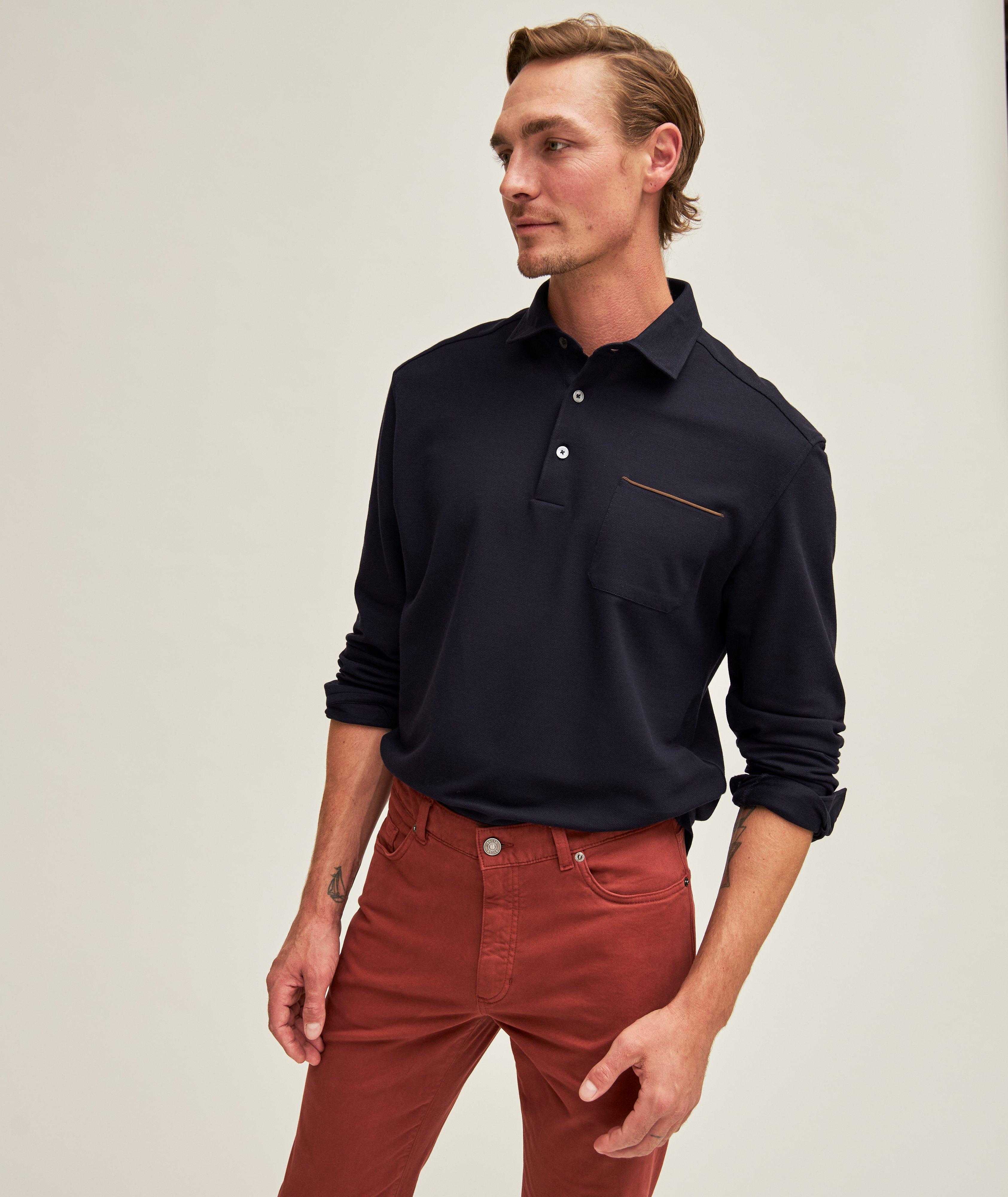 Polo en coton piqué à manches longues image 2