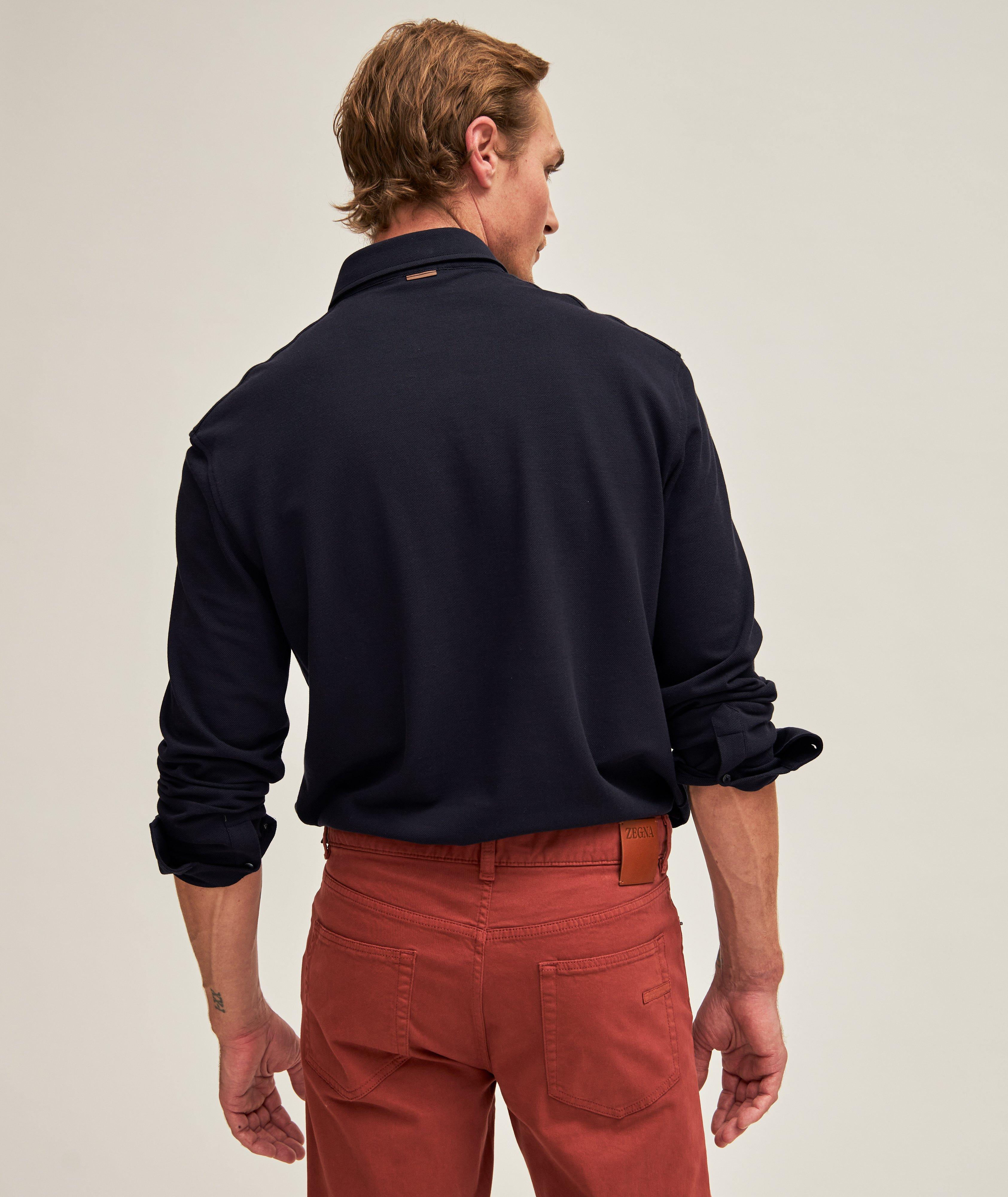 Polo en coton piqué à manches longues image 3