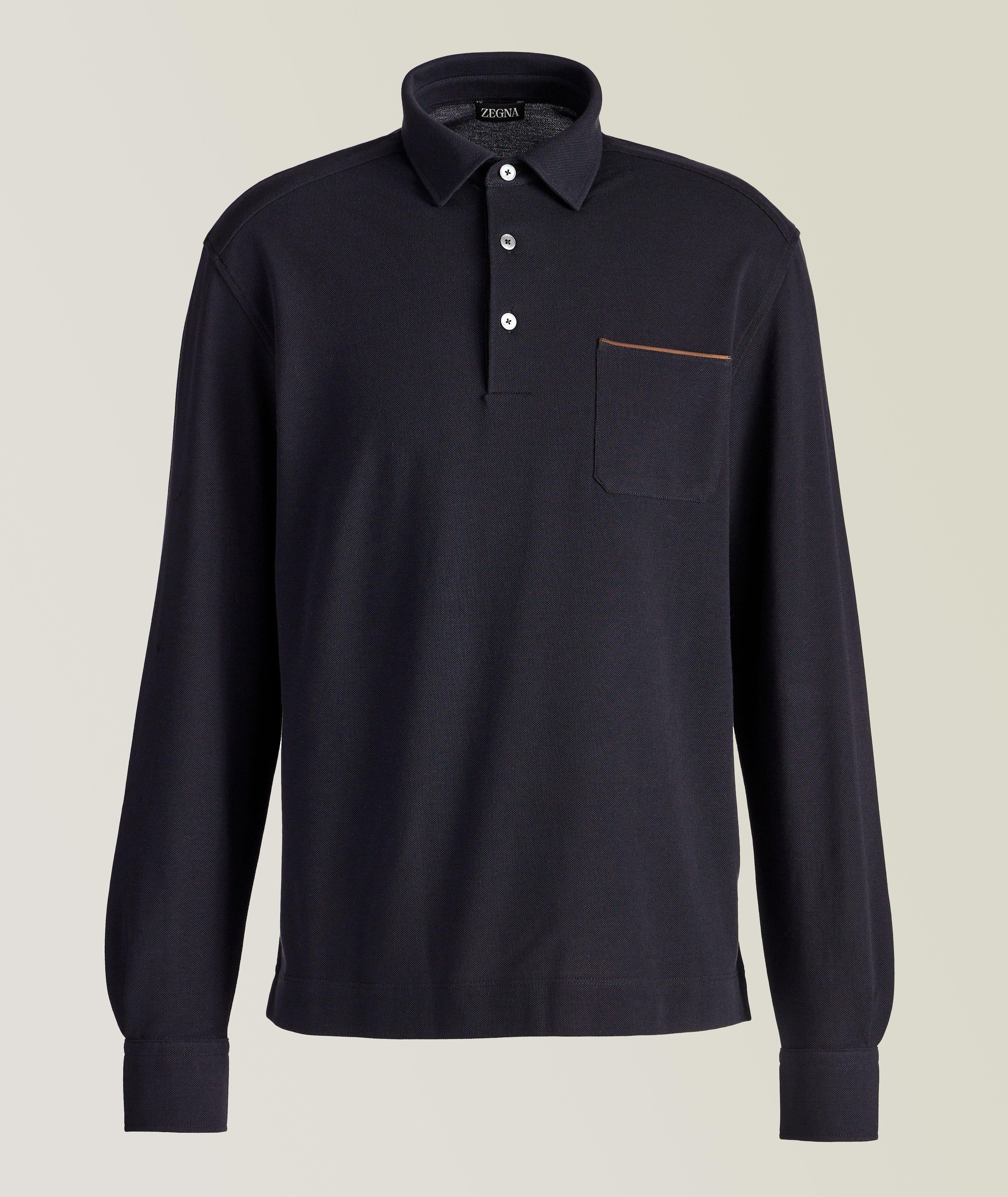 Polo en coton piqué à manches longues image 0