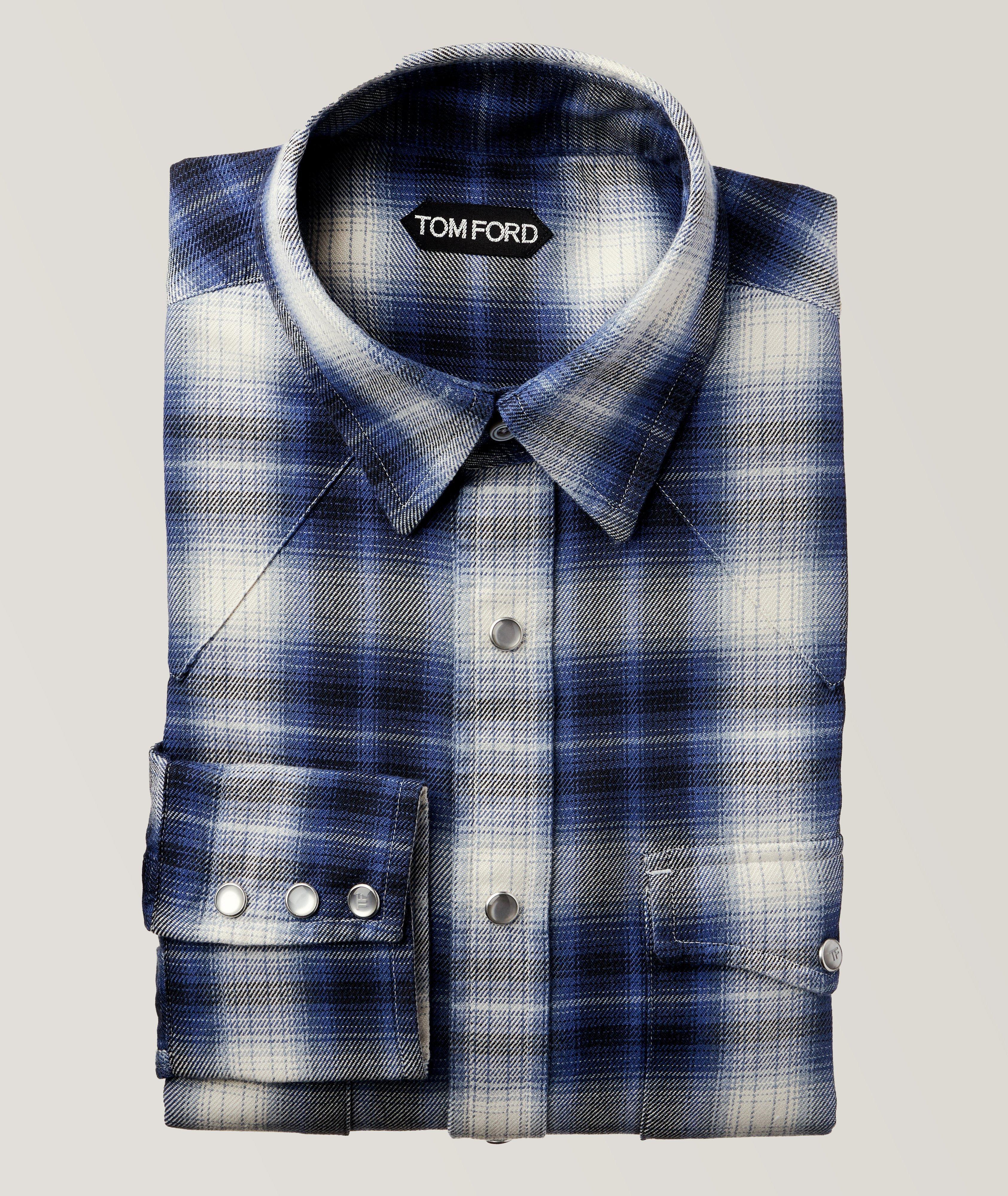 Washed Check Pattern Snap-Button Overshirt image 0