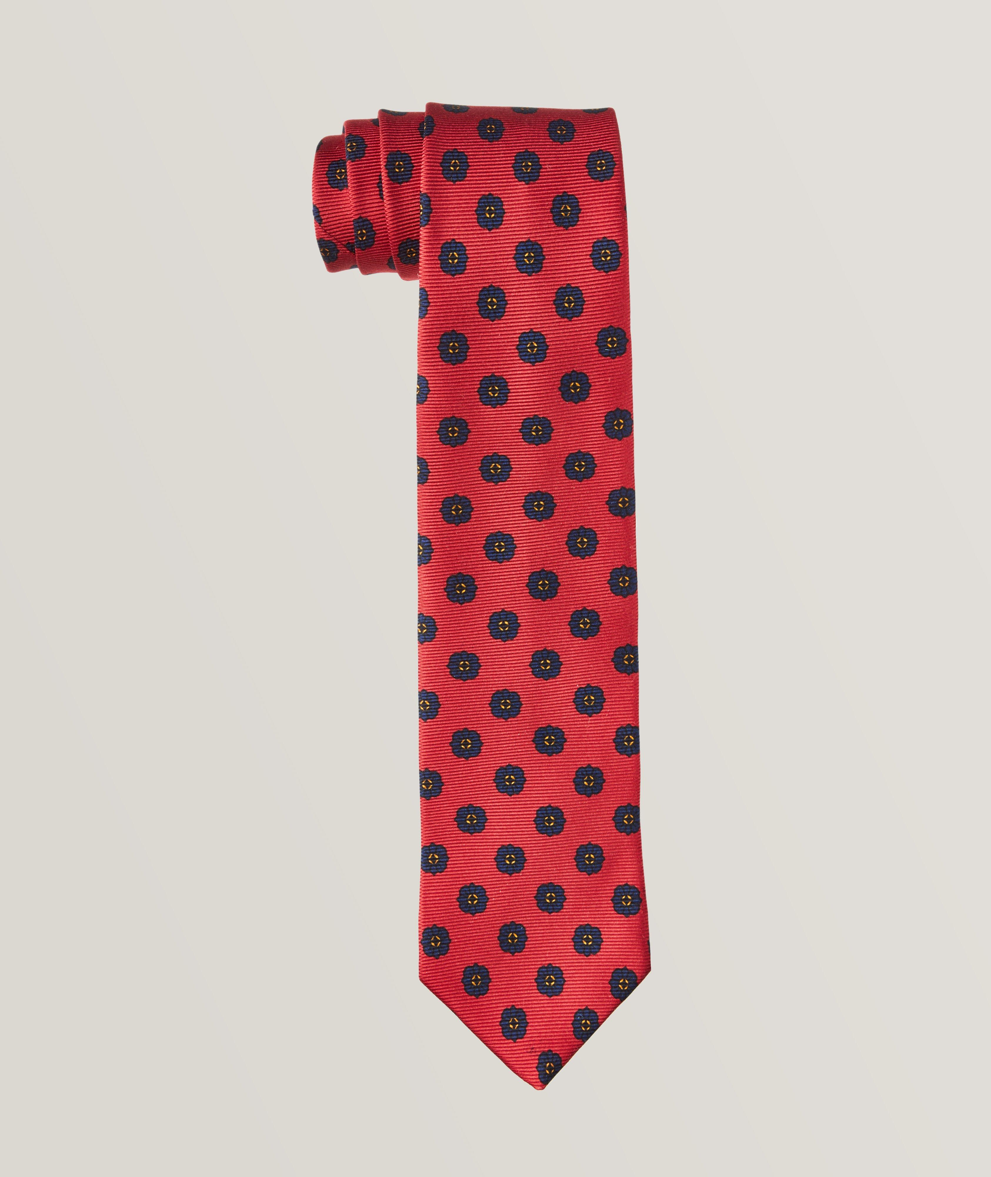 Silk Twill Madder Flower Motifs Printed Tie image 0