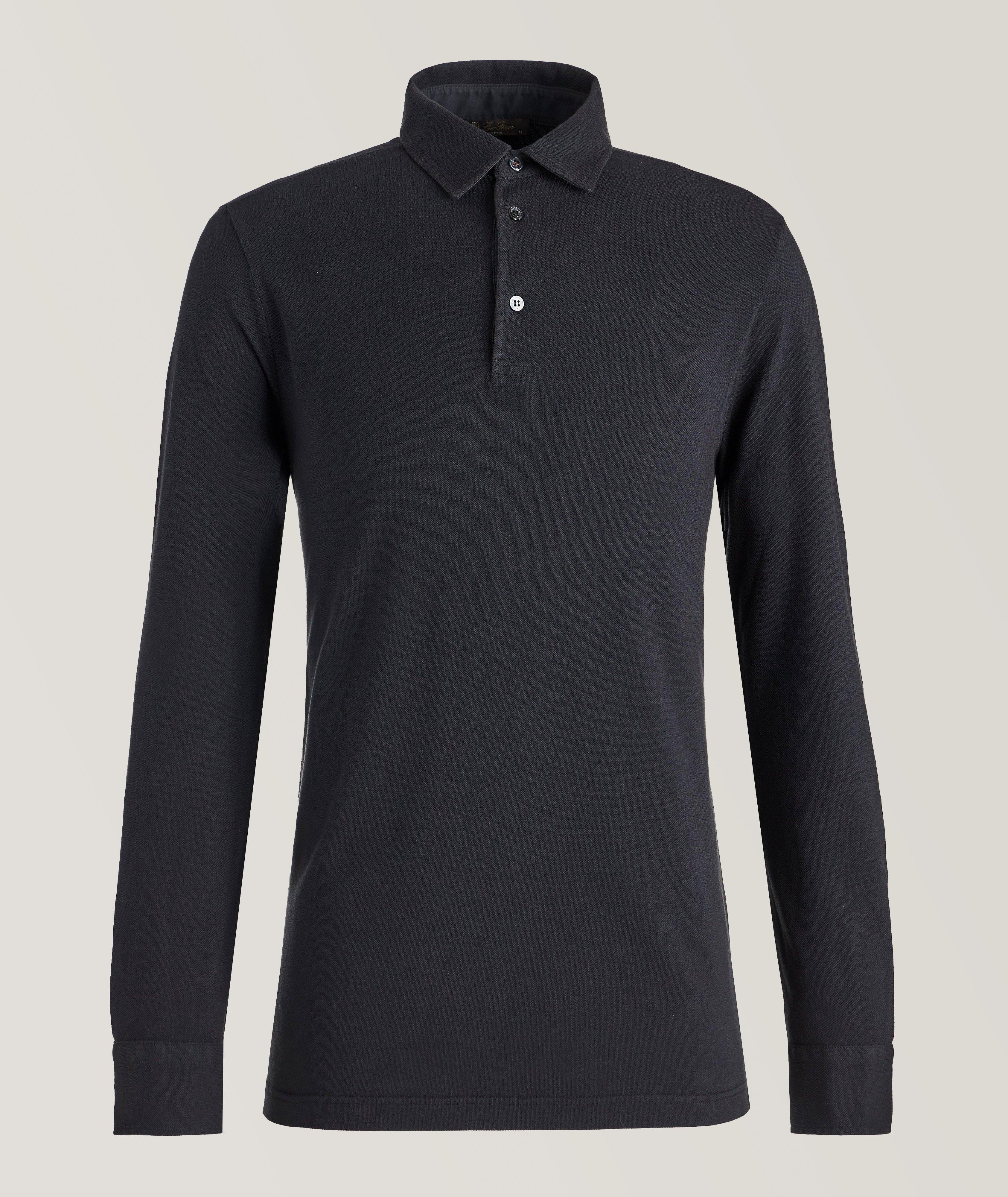 Long Sleeve Piqu Cotton Polo