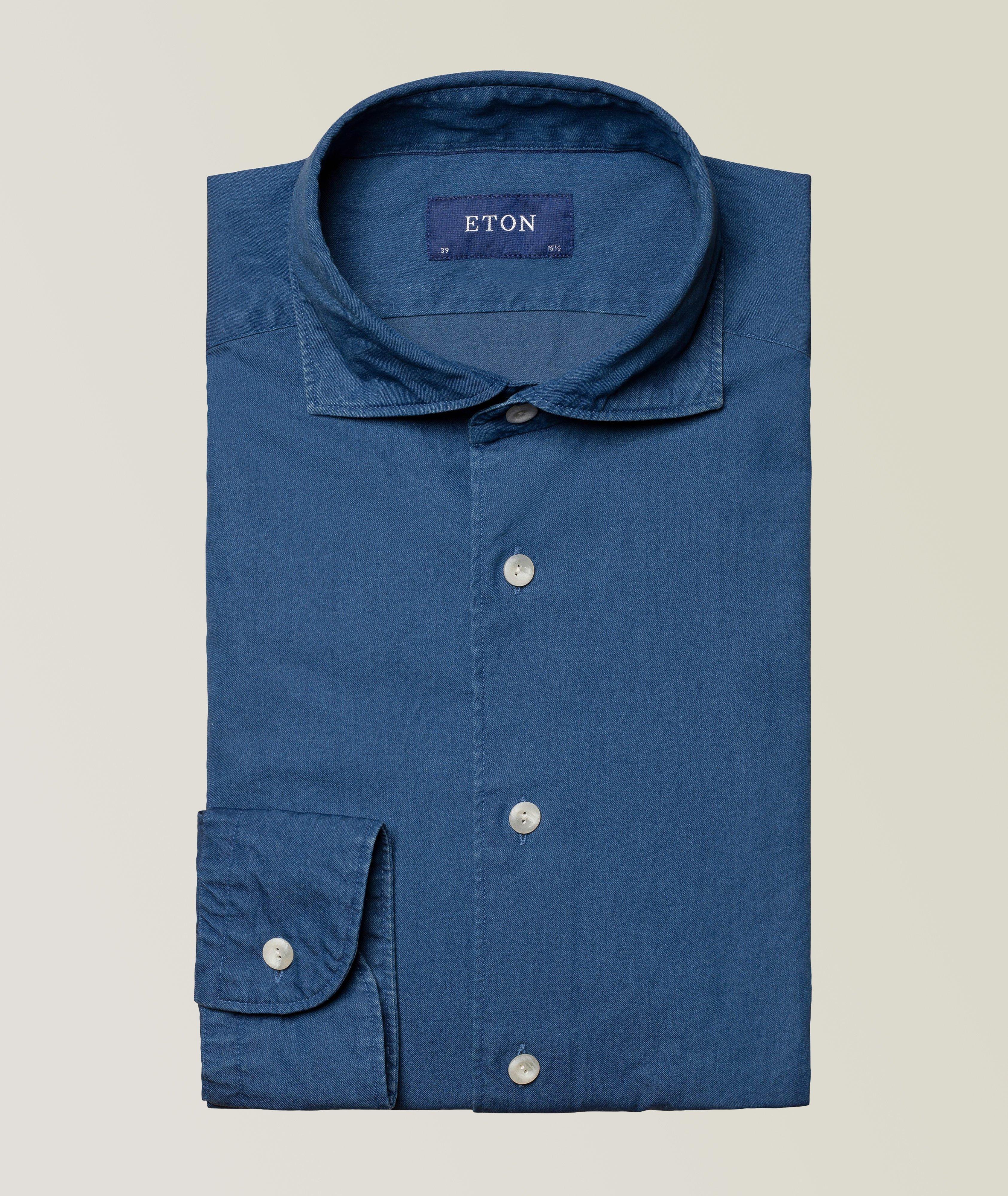 Muscle fit denim store shirt