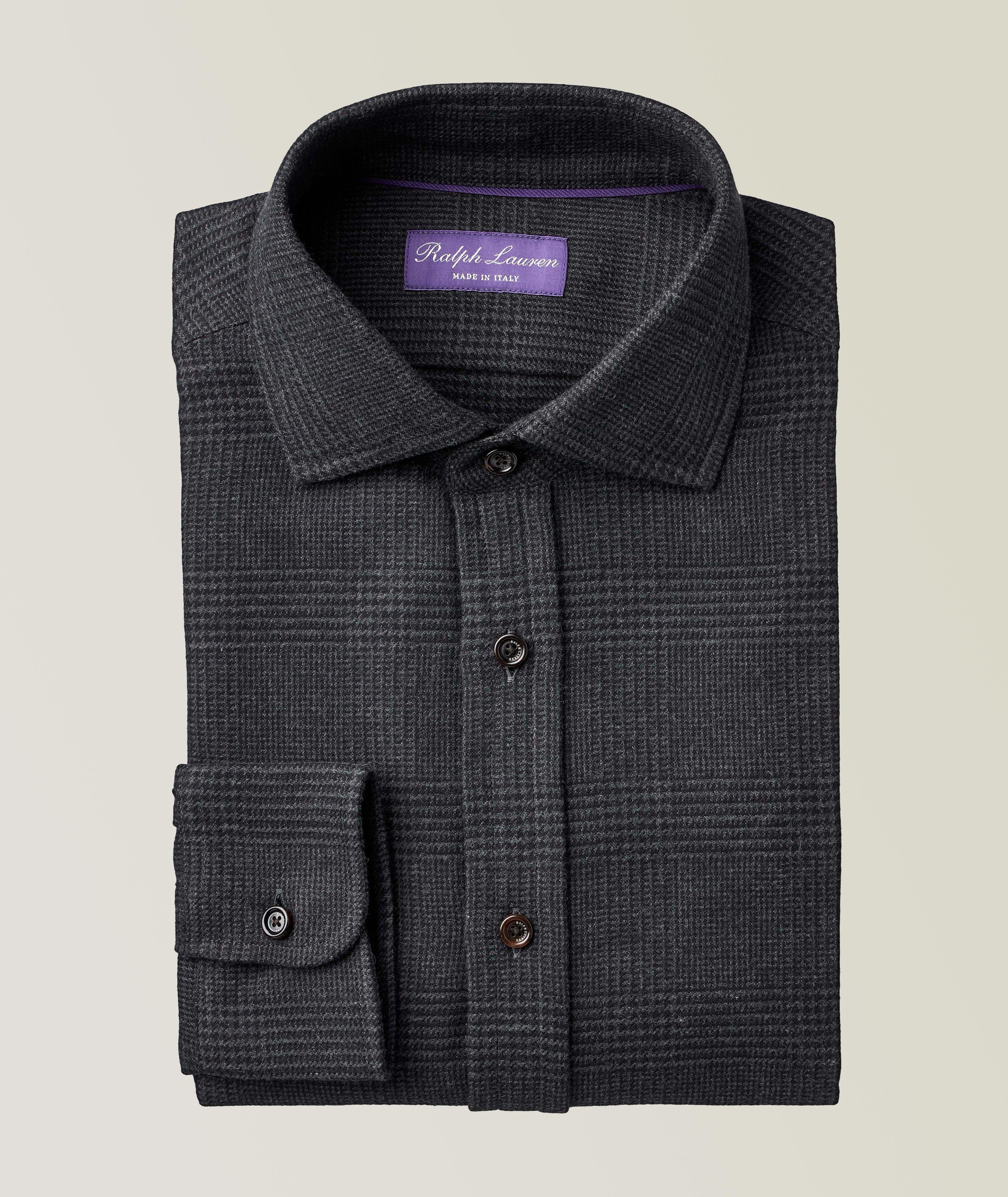 Ralph Lauren Purple Label Glen Plaid Cotton Twill Sport Shirt