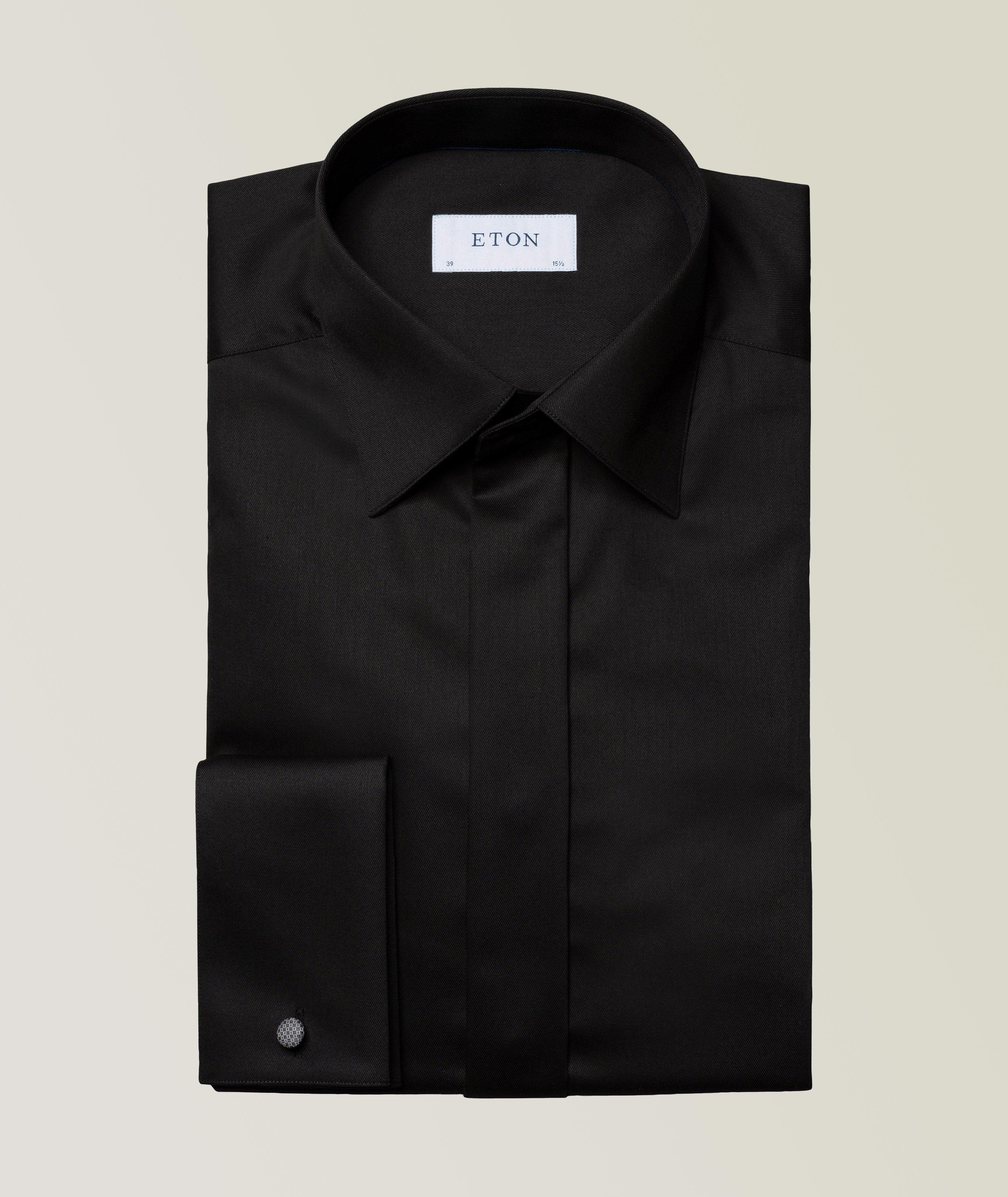 Black slim fit formal hot sale shirt