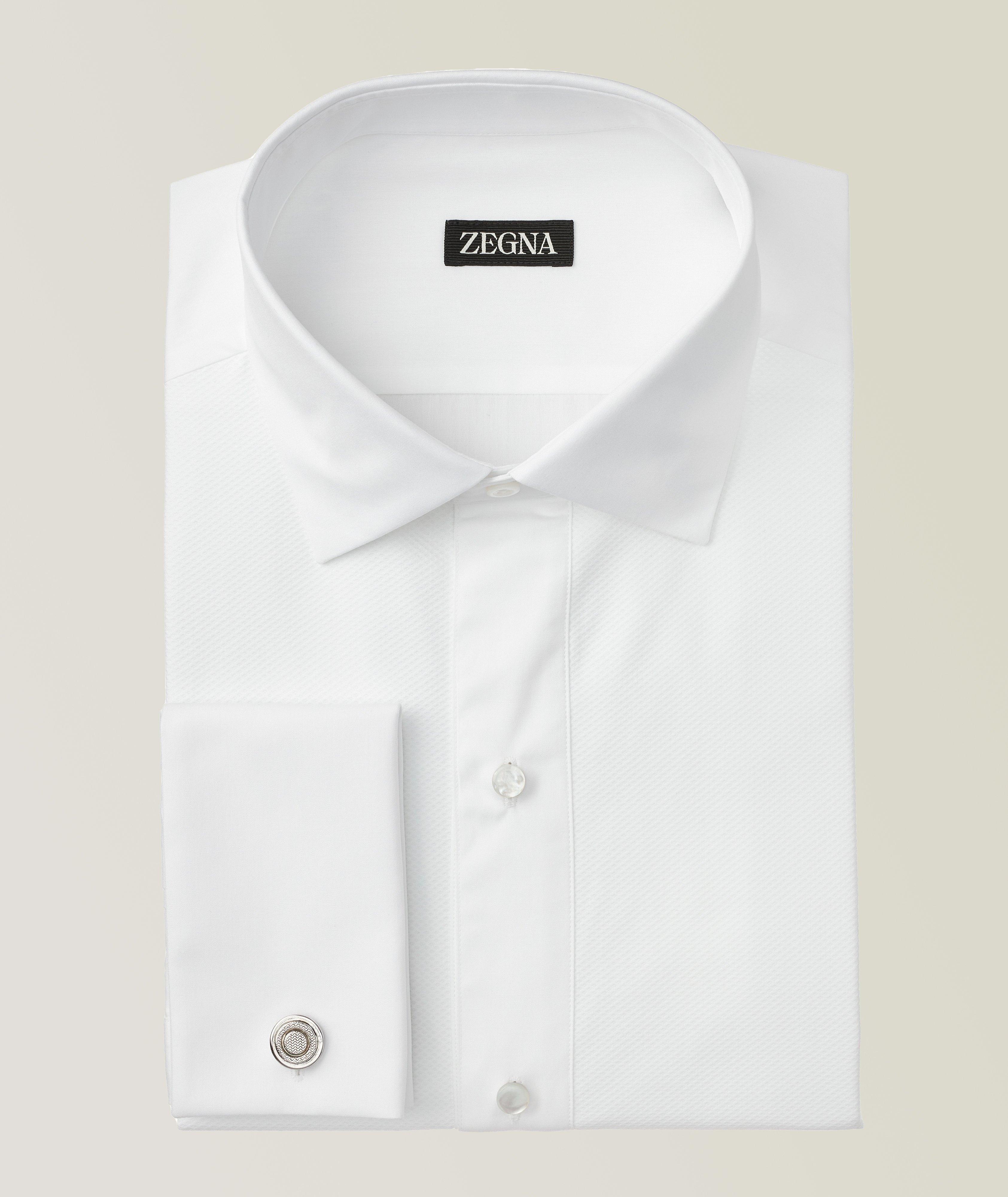 Slim Textured French Cuff Shirt - White, Shirts