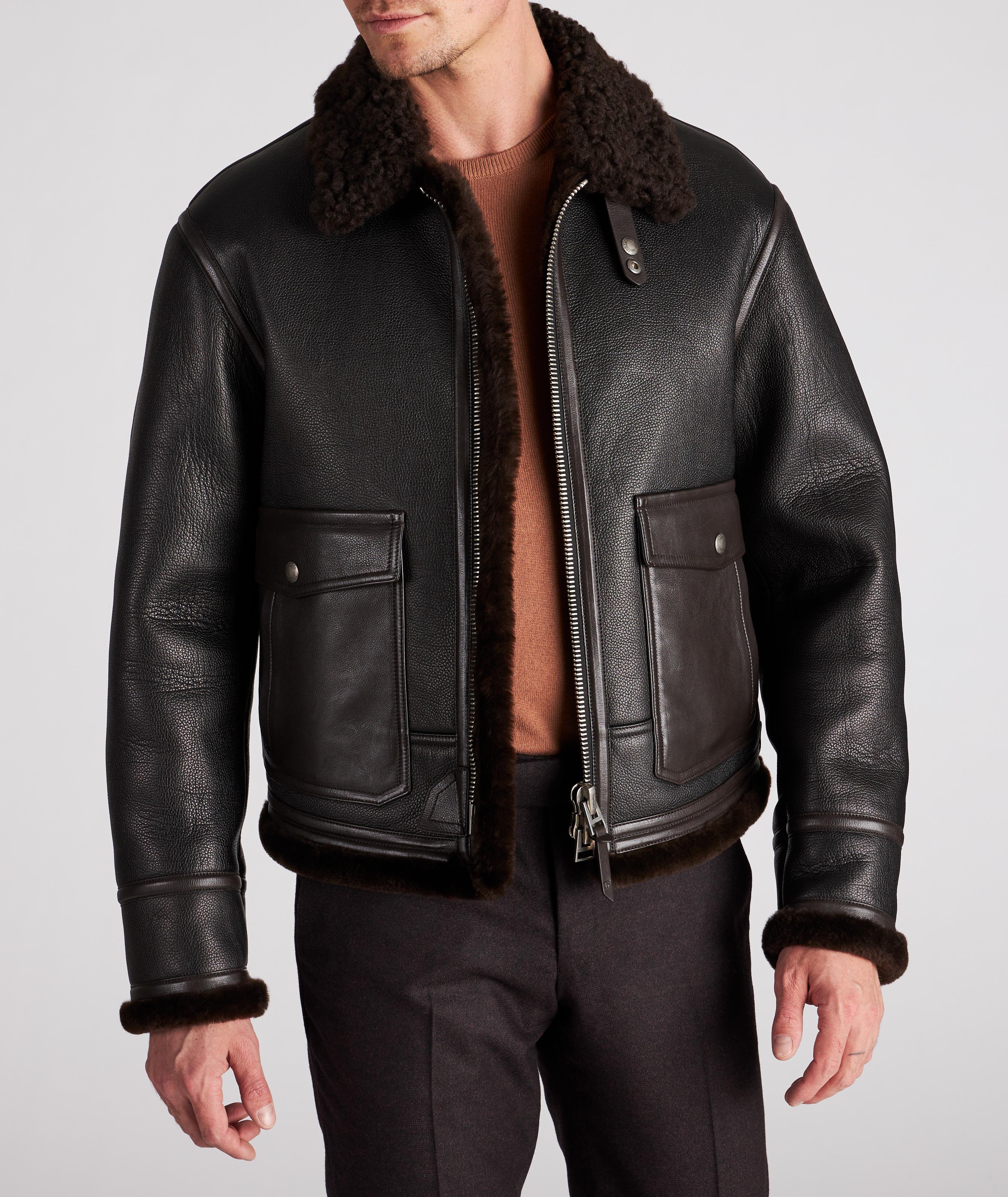 Shearling bomber hot sale jacket mens