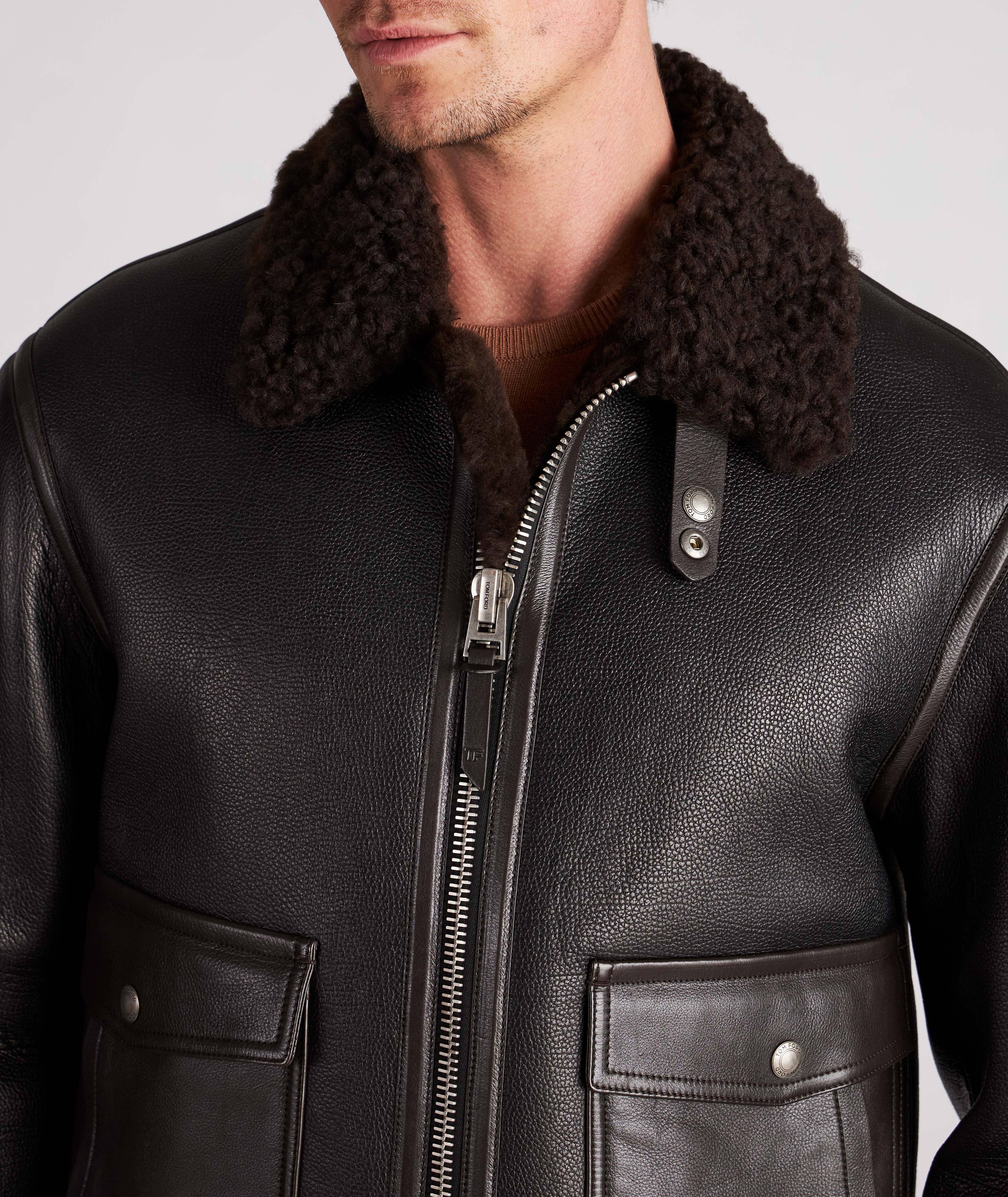 Lambskin Shearling Bomber Jacket image 3