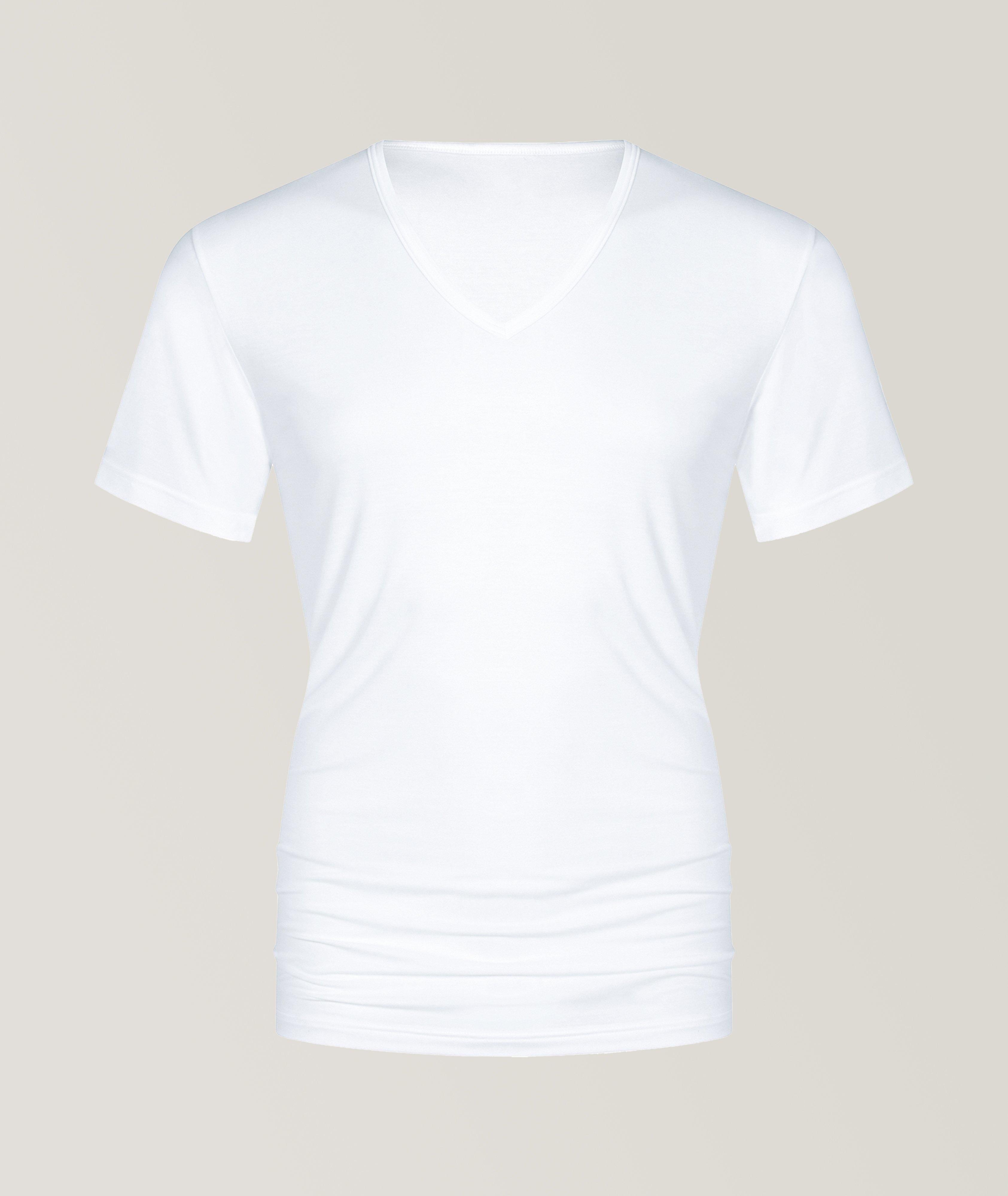 T-shirt en modal extensible à encolure en V image 0