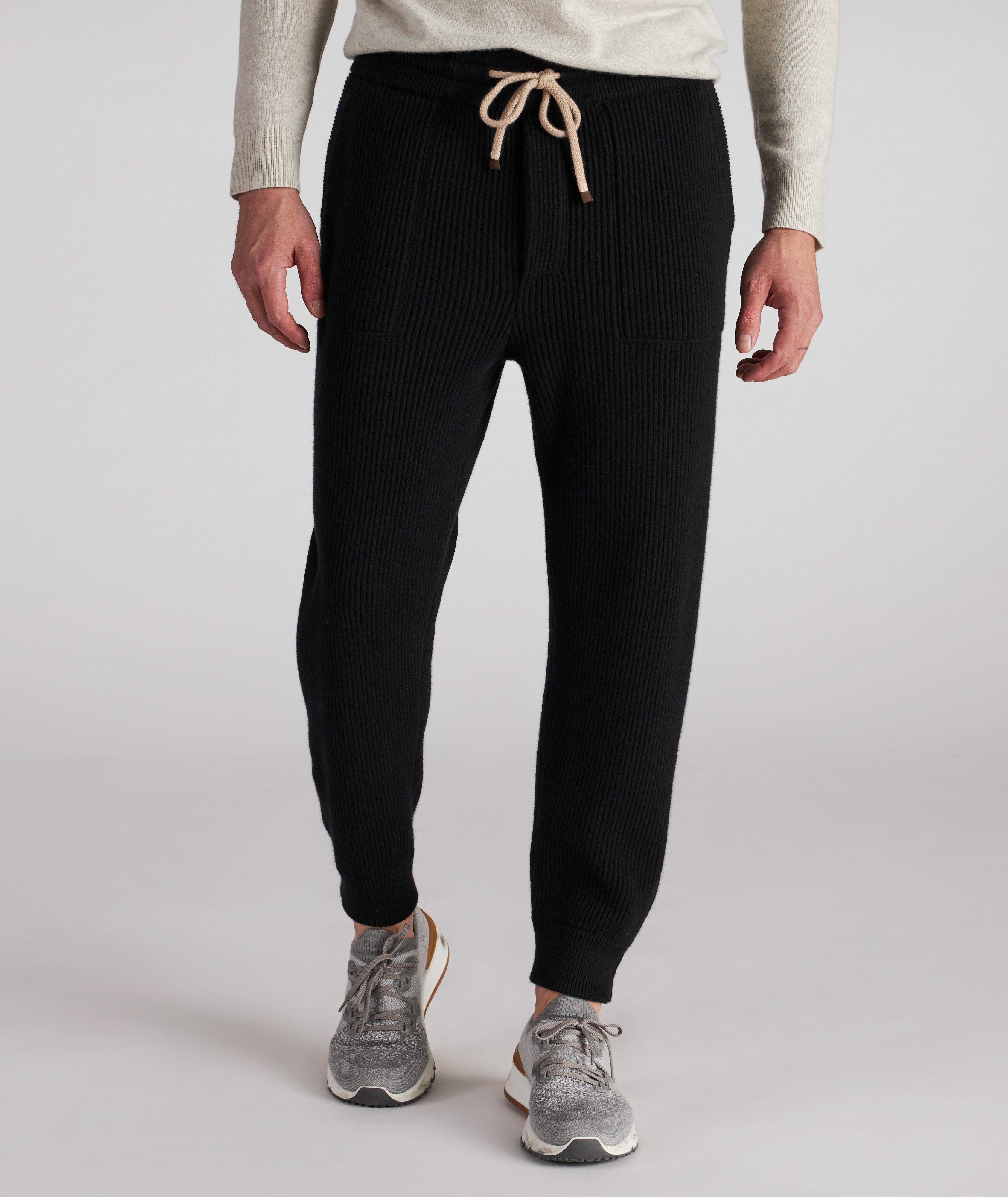 Ribbed-knit cashmere sweatpants in grey - Brunello Cucinelli