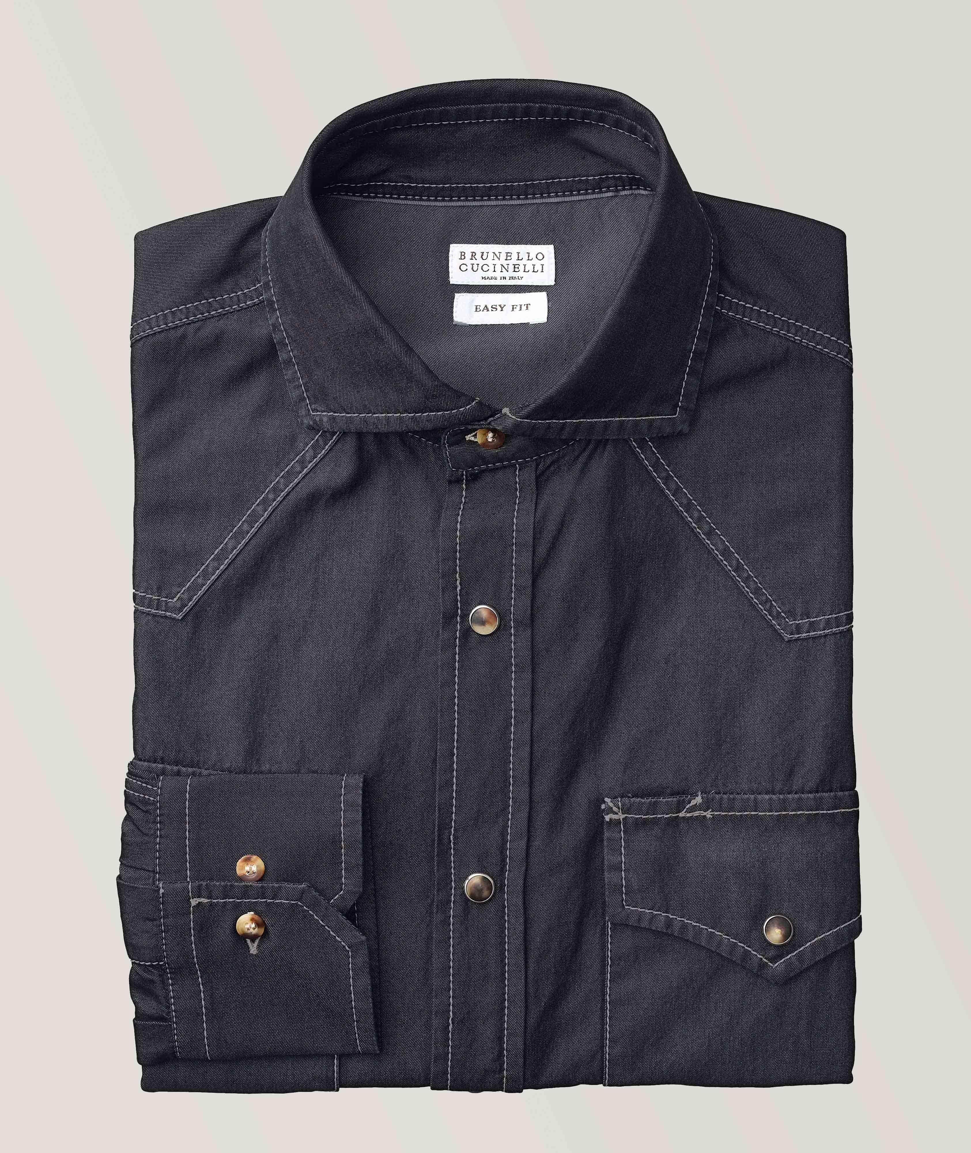 Brunello Cucinelli Denim Cotton Western Overshirt | Sport Shirts