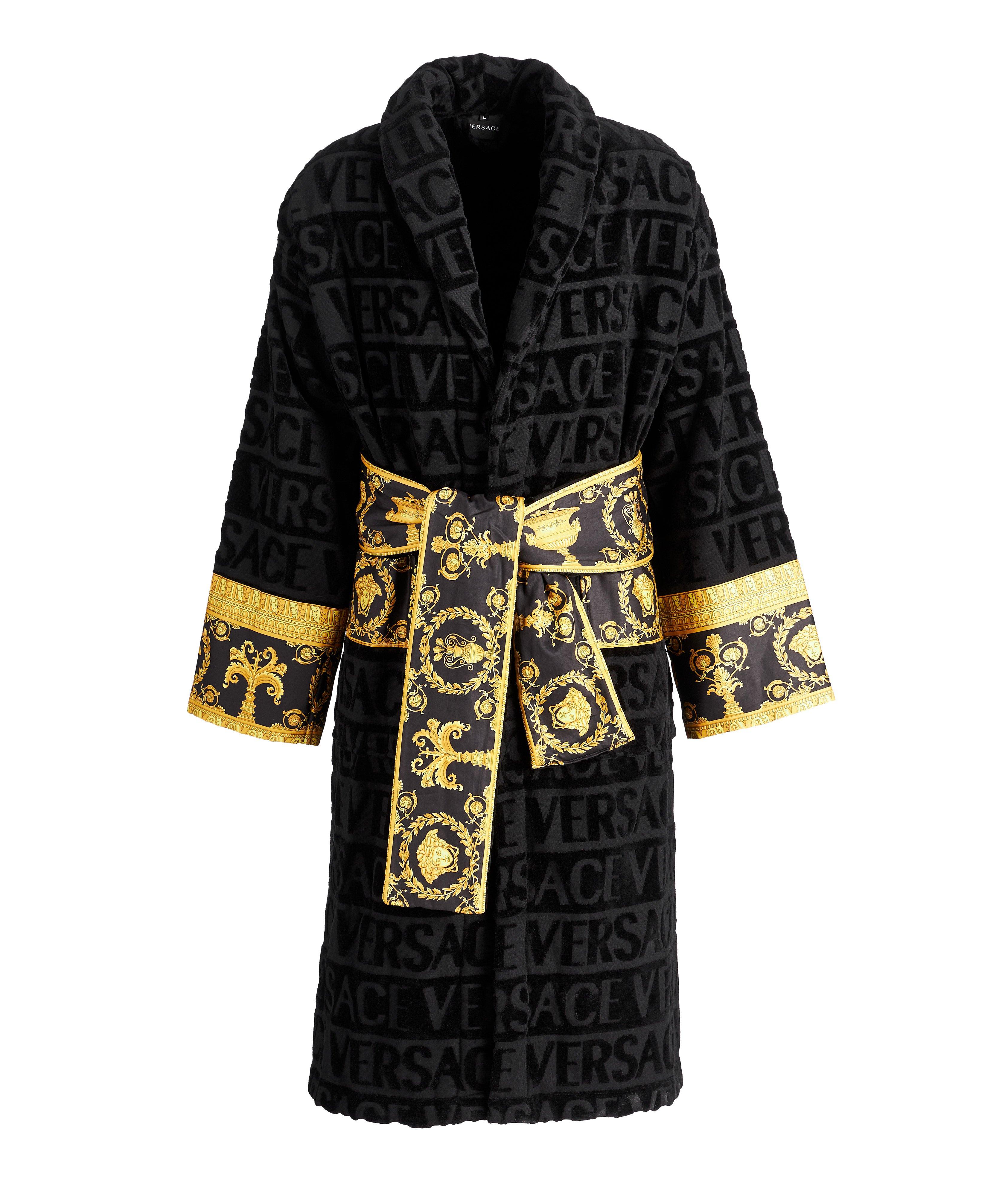 Hooded Logo Embossed Cotton Medusa Robe image 0