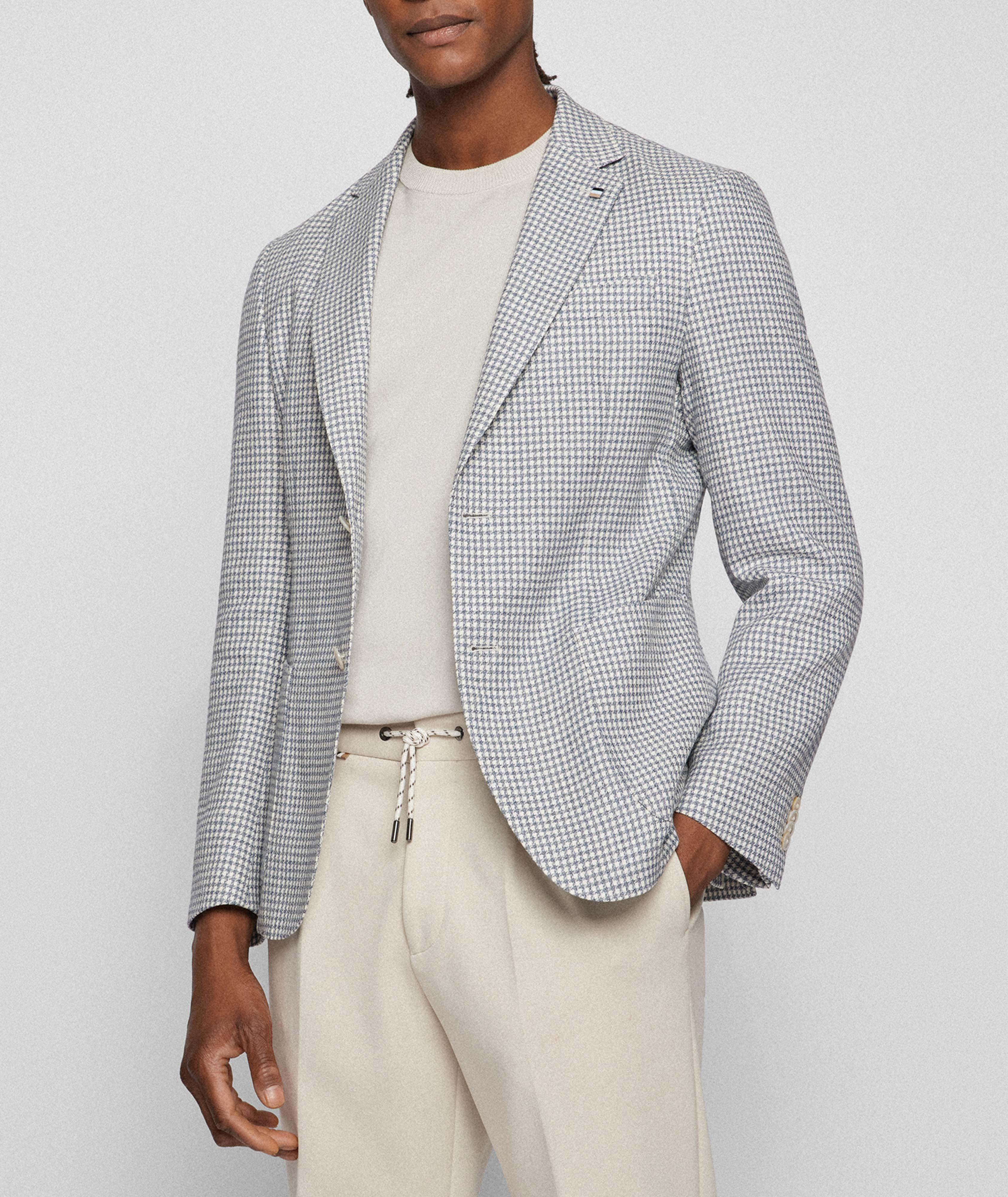 Slim Fit Houndstooth Cotton Linen Sport Jacket  image 1