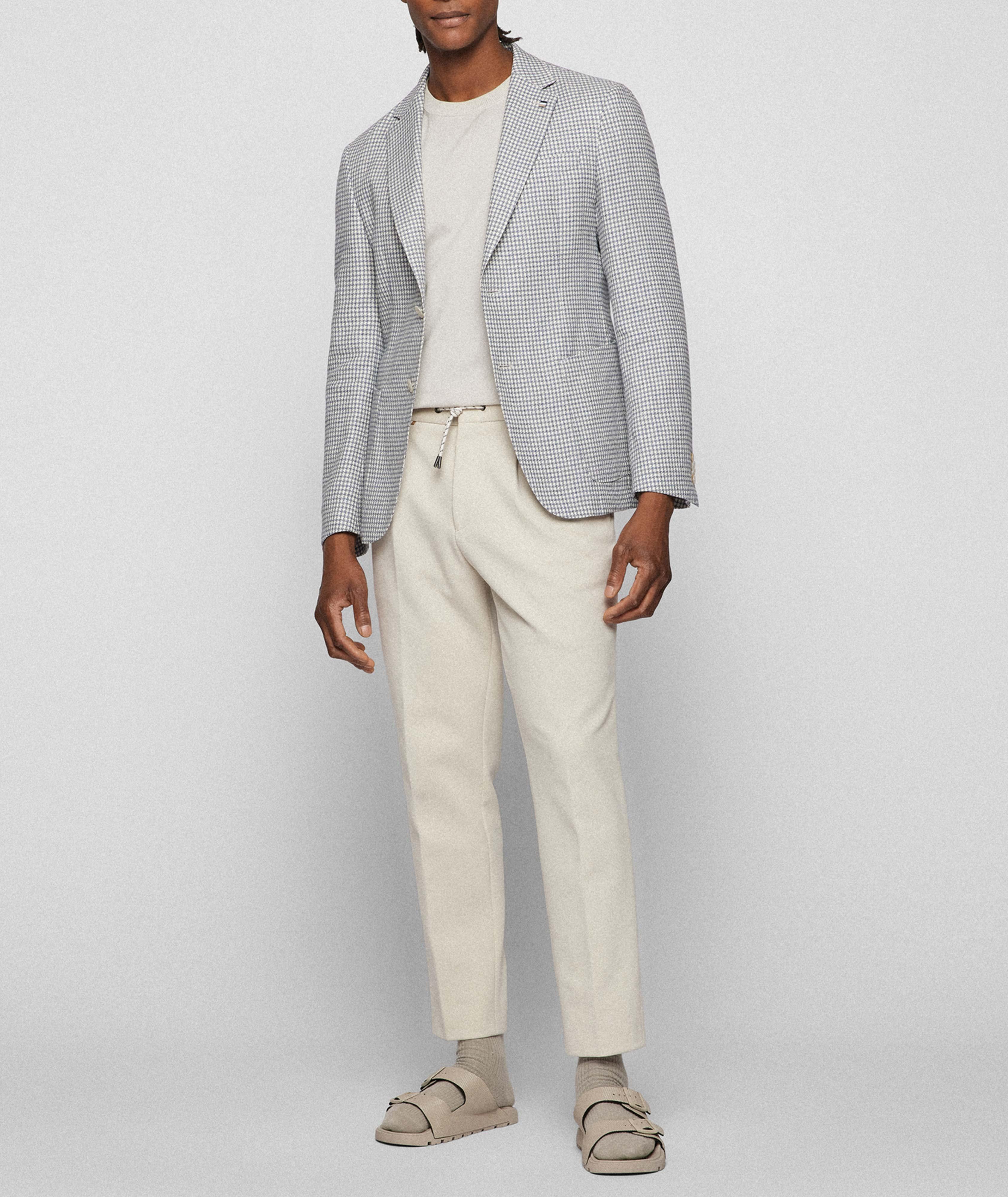 Slim Fit Houndstooth Cotton Linen Sport Jacket  image 5