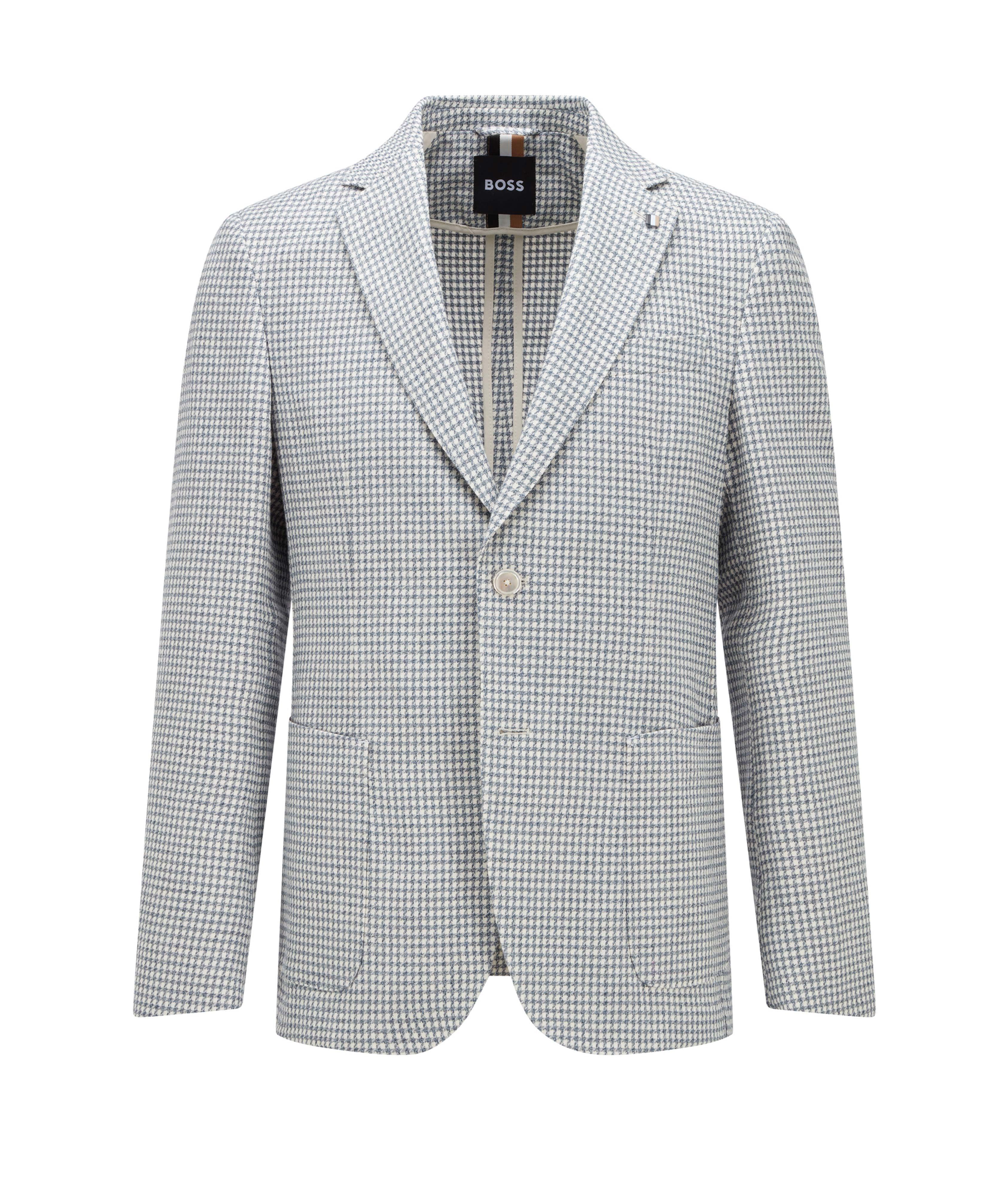 Slim Fit Houndstooth Cotton Linen Sport Jacket  image 0