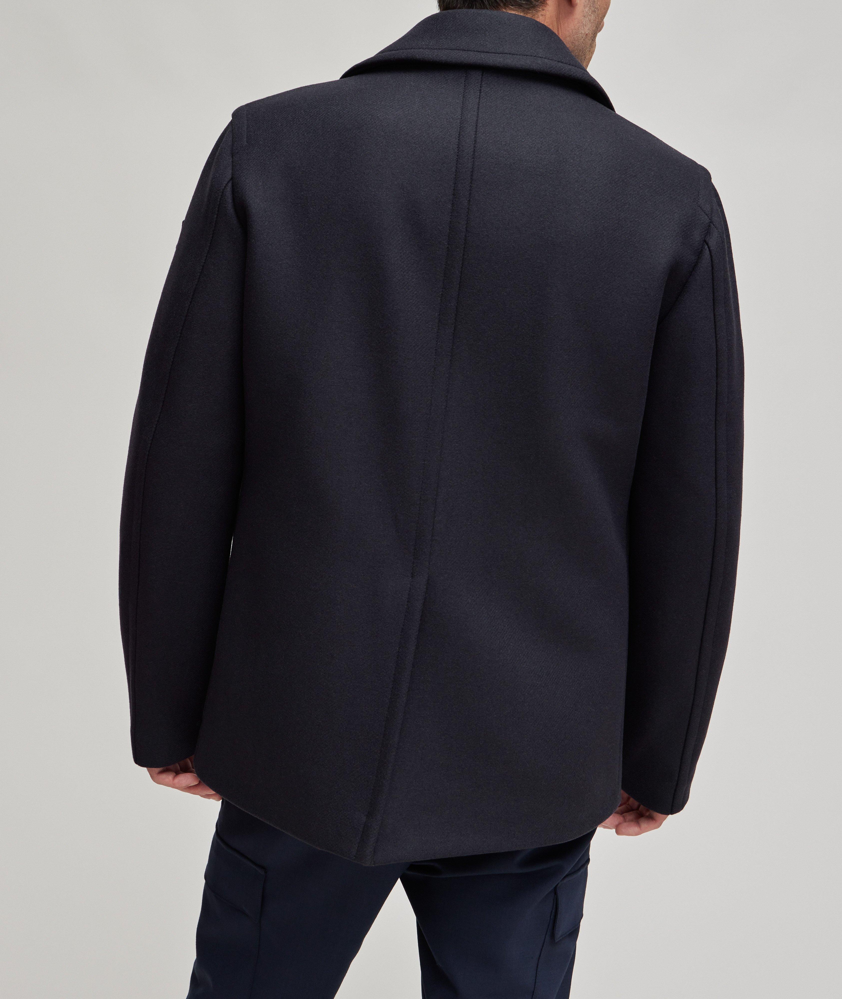 Italian Wool Cashmere Peacoat in Black