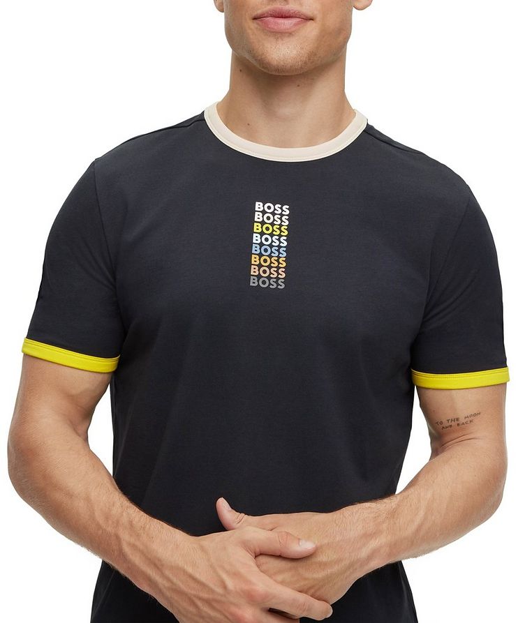 T-shirt en coton extensible avec logos image 3