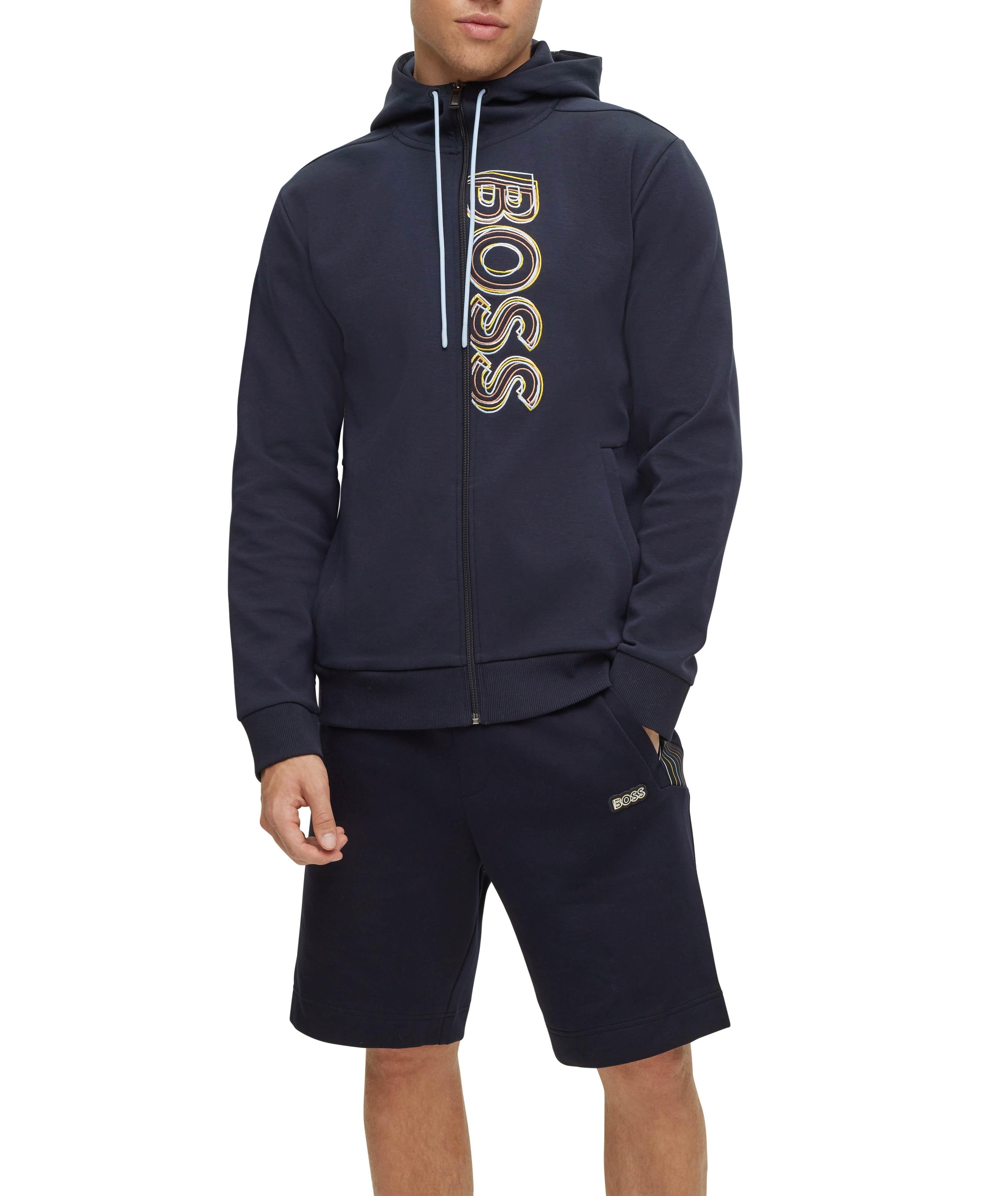Multi Coloured Logo Embossed Cotton-Terry Full-Zip Hoodie image 1