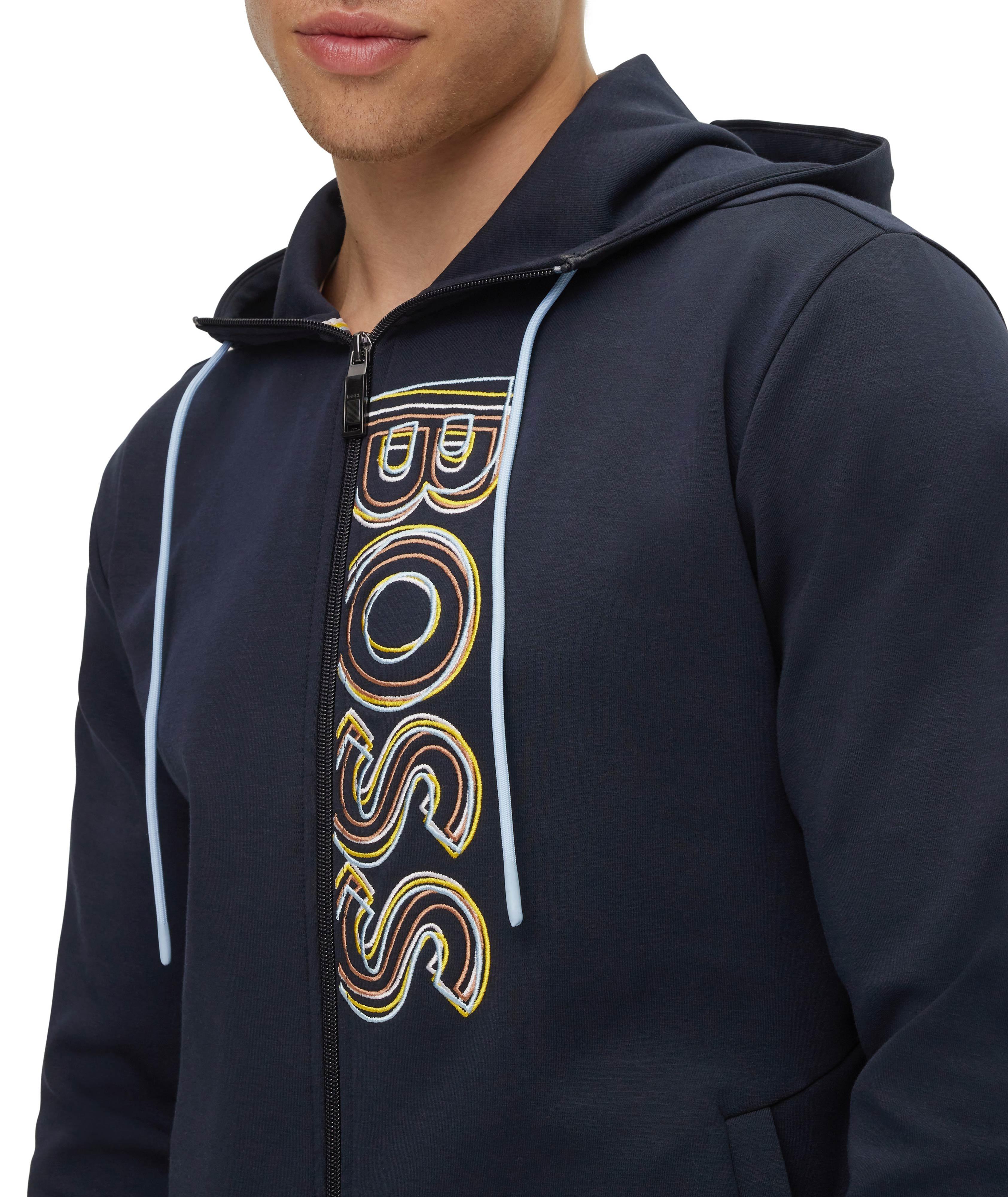 Multi Coloured Logo Embossed Cotton-Terry Full-Zip Hoodie image 3