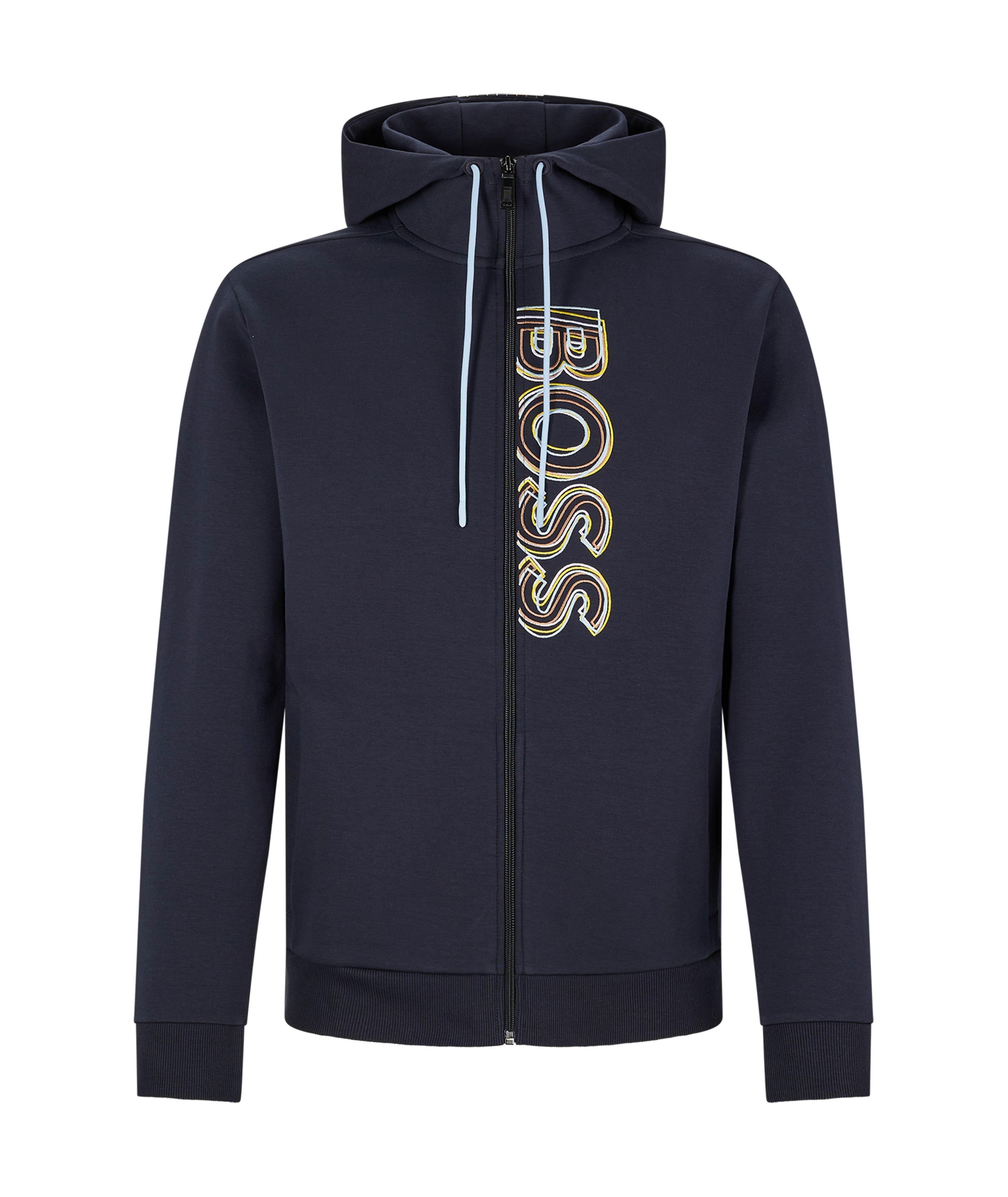 Multi Coloured Logo Embossed Cotton-Terry Full-Zip Hoodie image 0