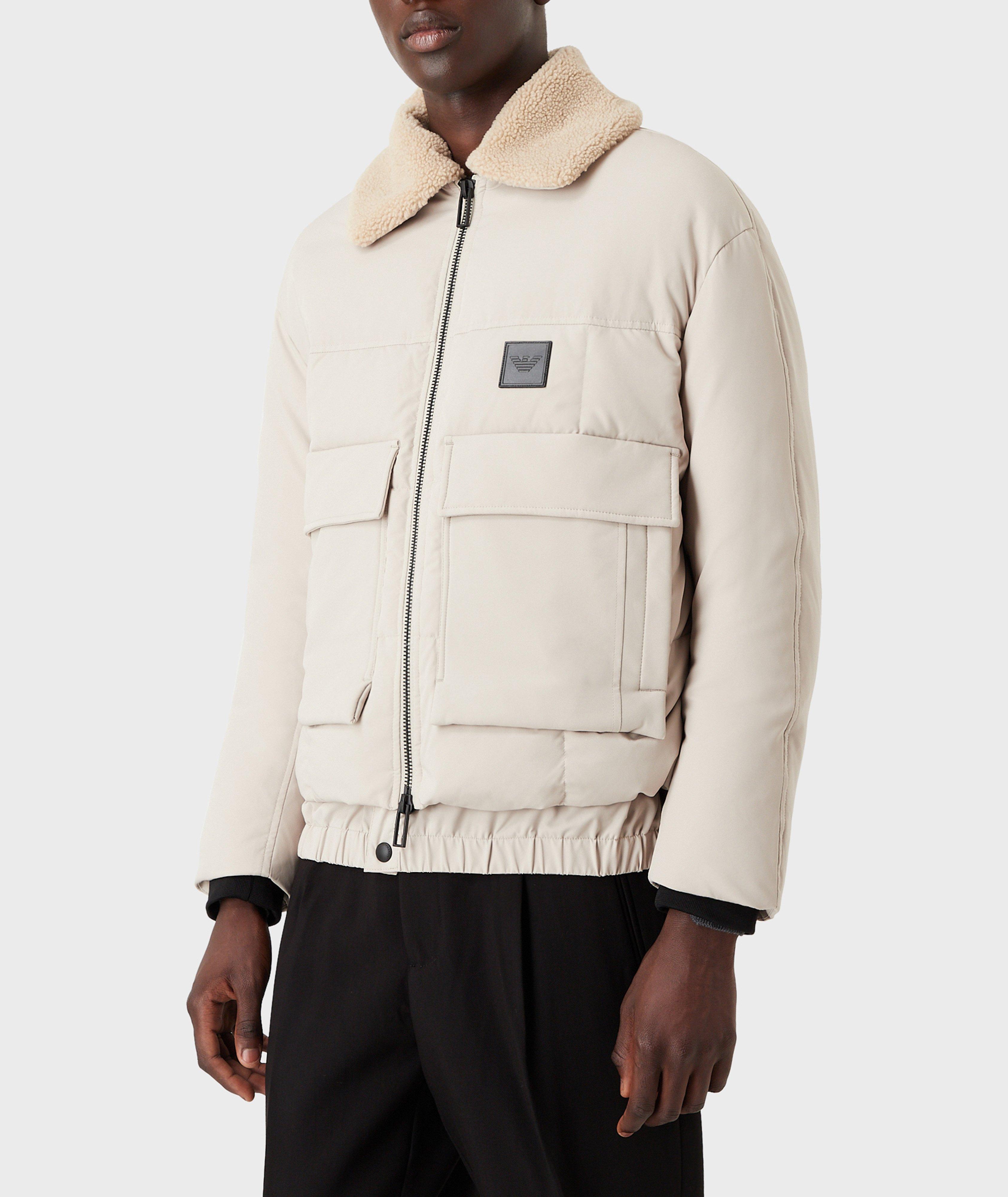 Faux Shearling Collared Puffer Jacket image 1
