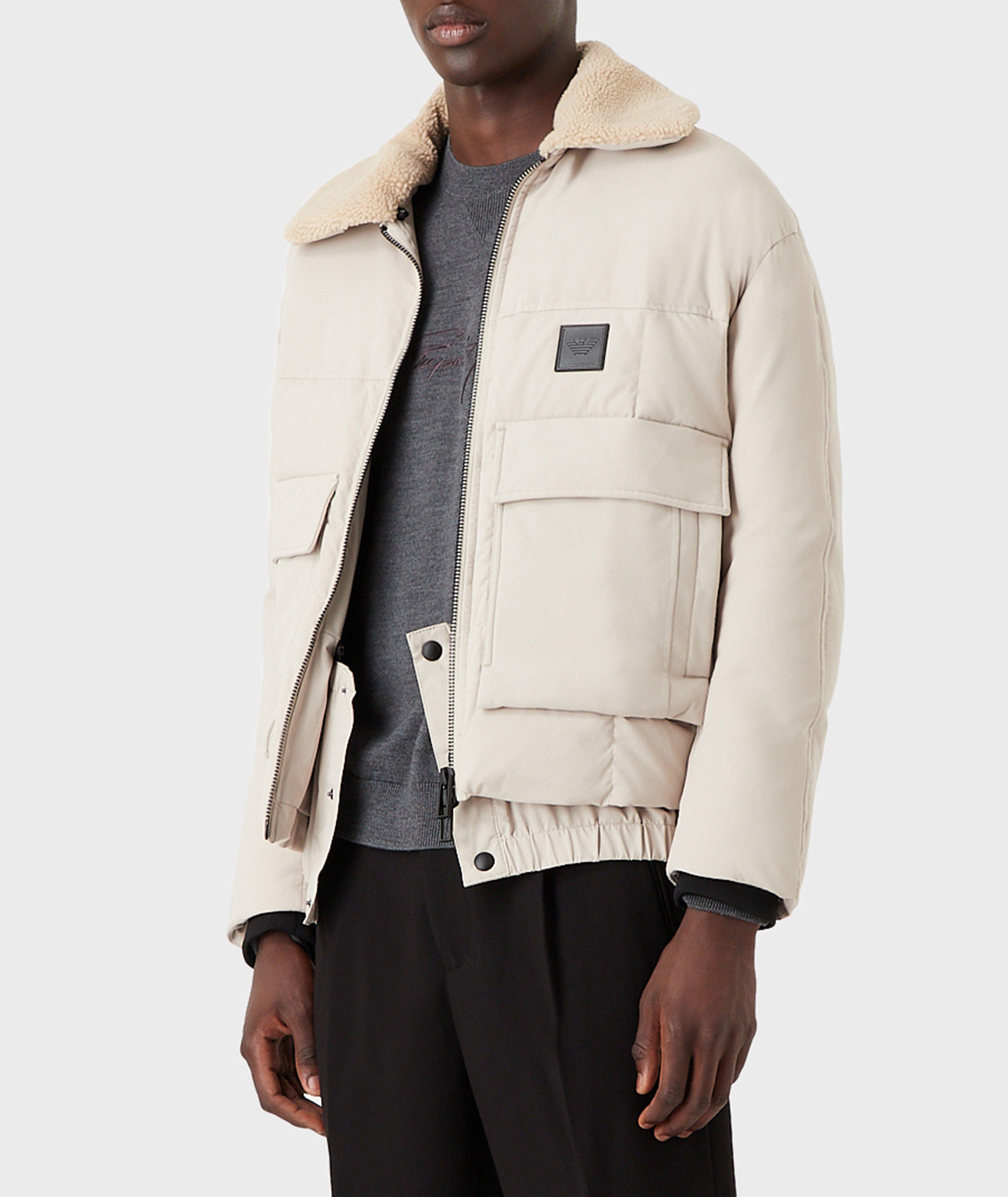 Faux Shearling Collared Puffer Jacket image 4