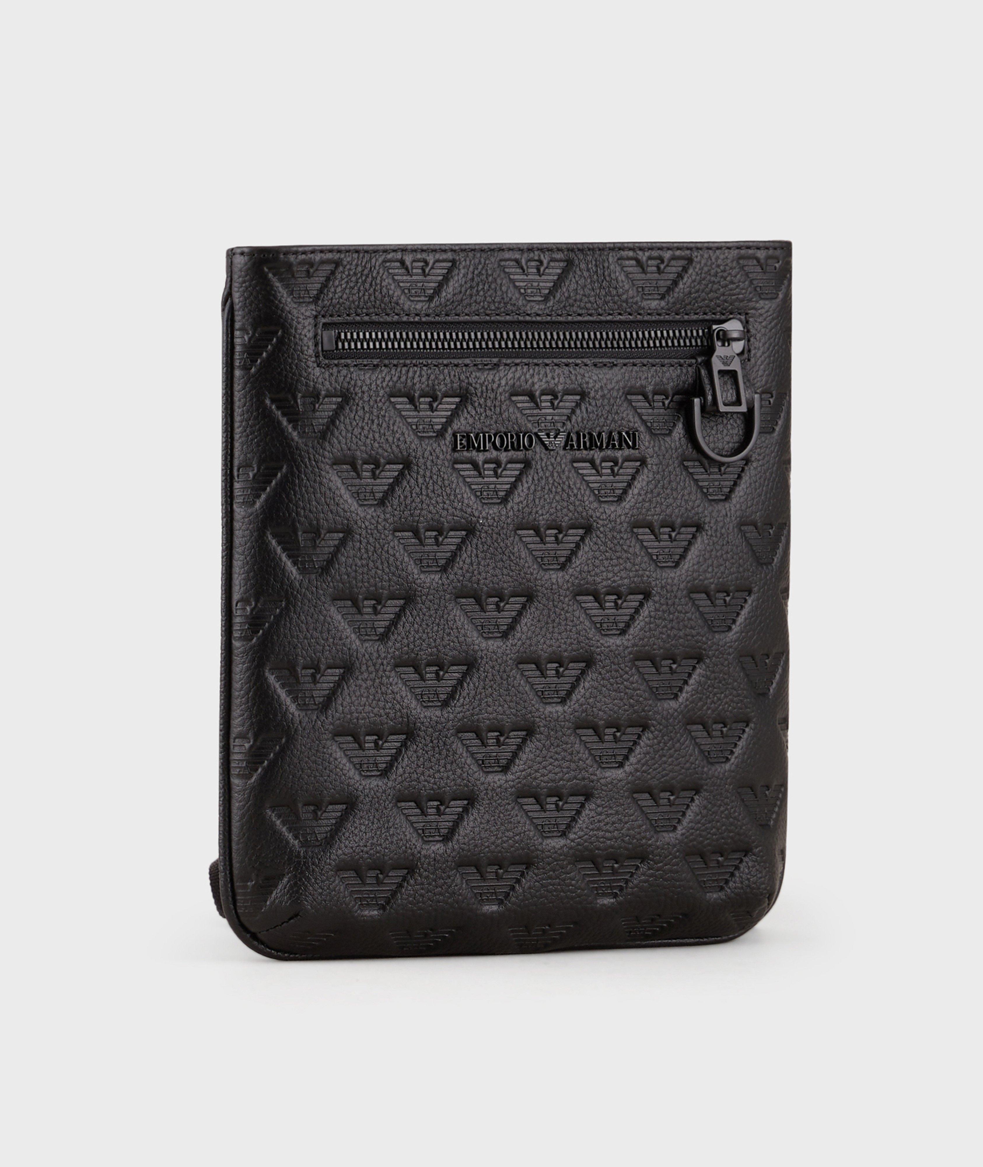 Emporio Armani Leather Logoed Crossbody Messenger Bag | Bags & Cases ...
