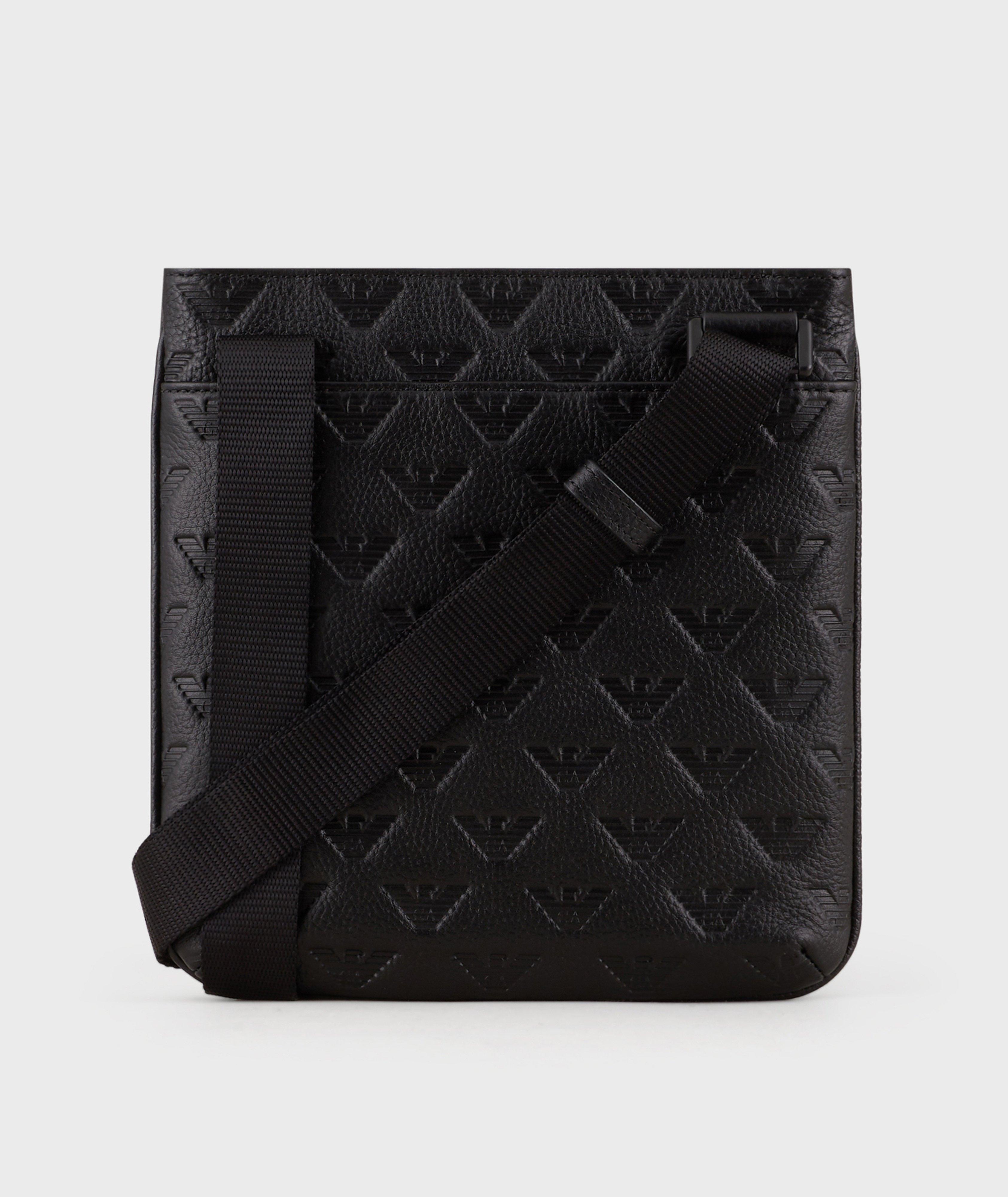 Emporio Armani Leather Logoed Crossbody Messenger Bag | Bags & Cases ...