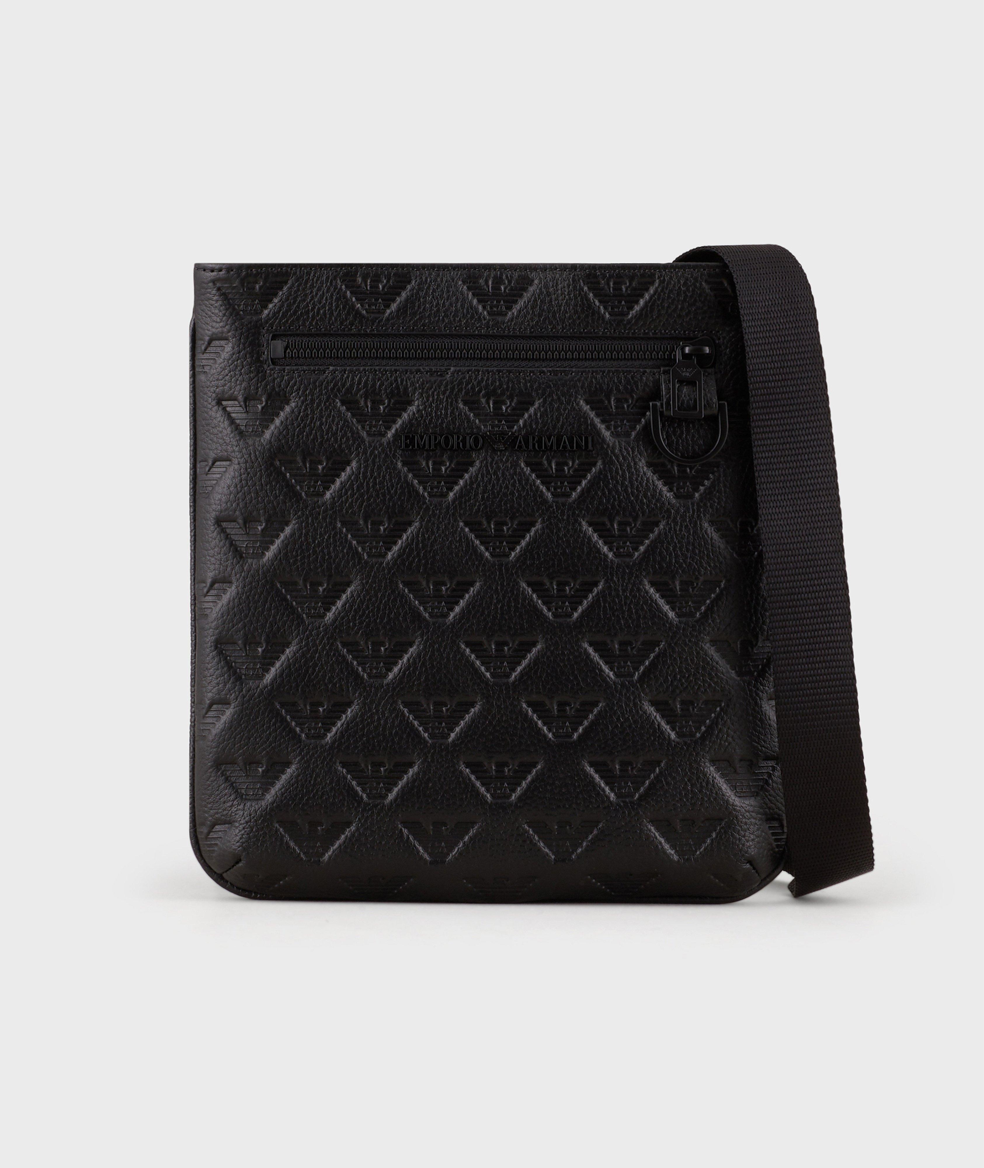 Leather Logoed Crossbody Messenger Bag  image 4