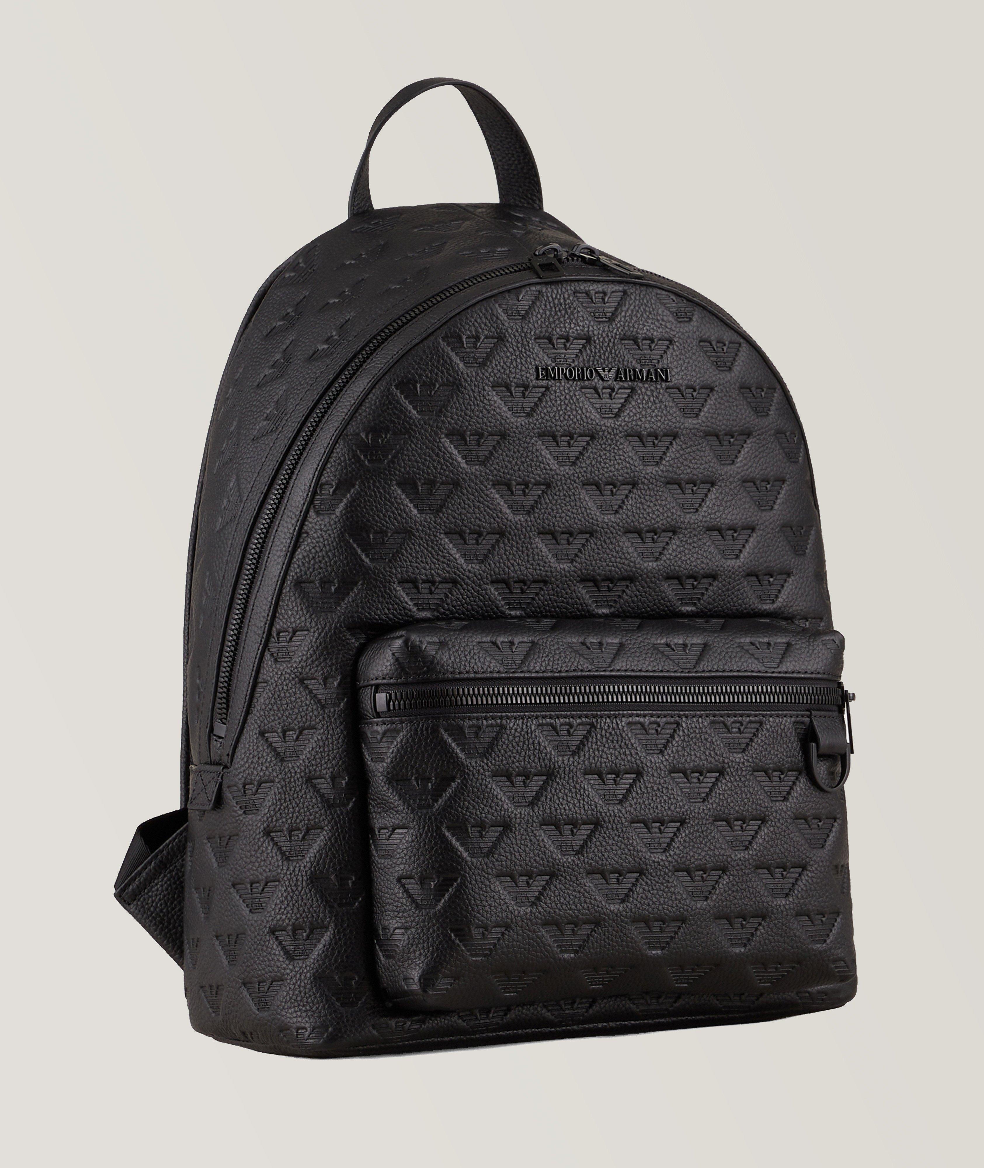 Leather best sale armani backpack